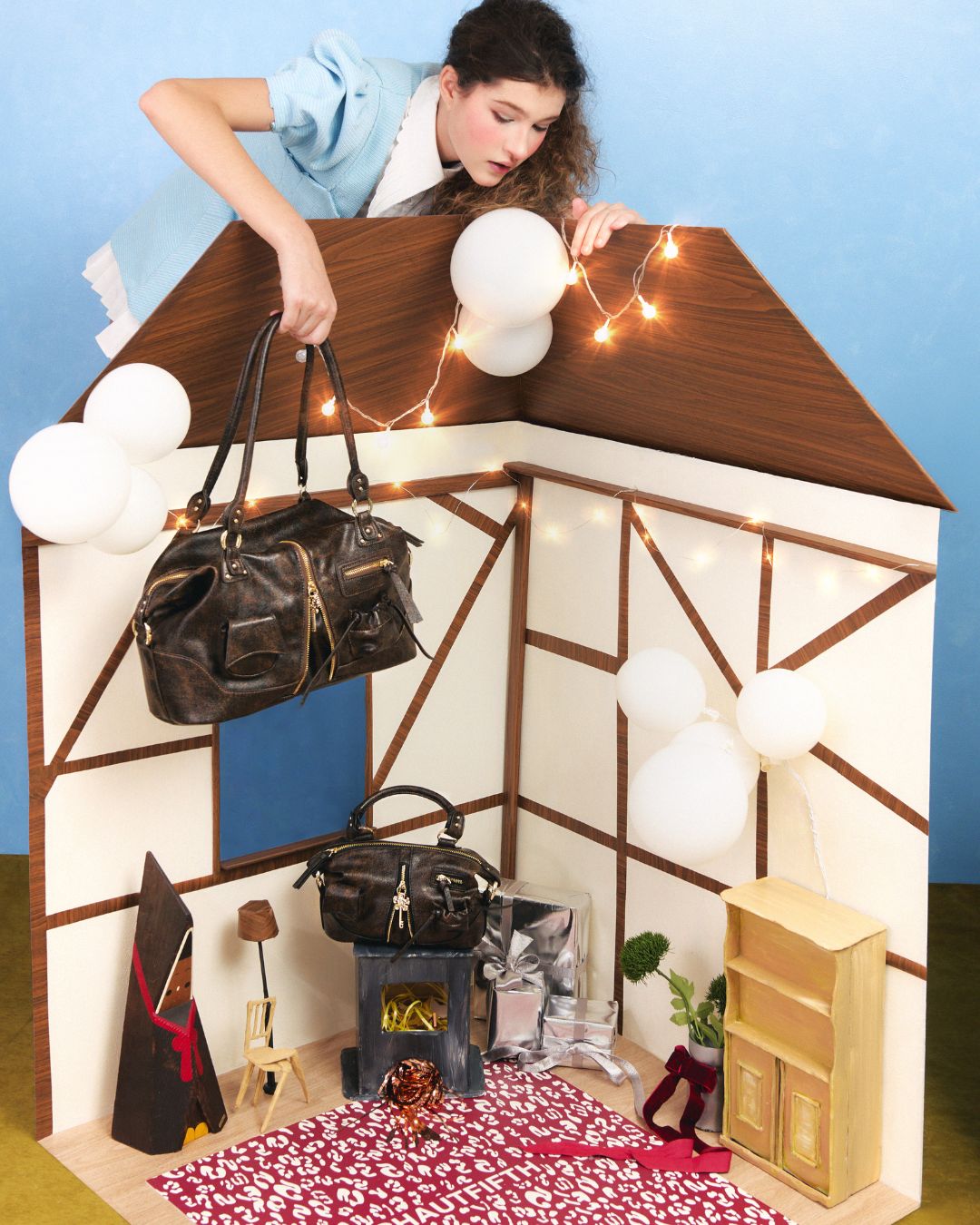 Túi xách Mini Y2K POCKET màu Nâu Đen Đốm