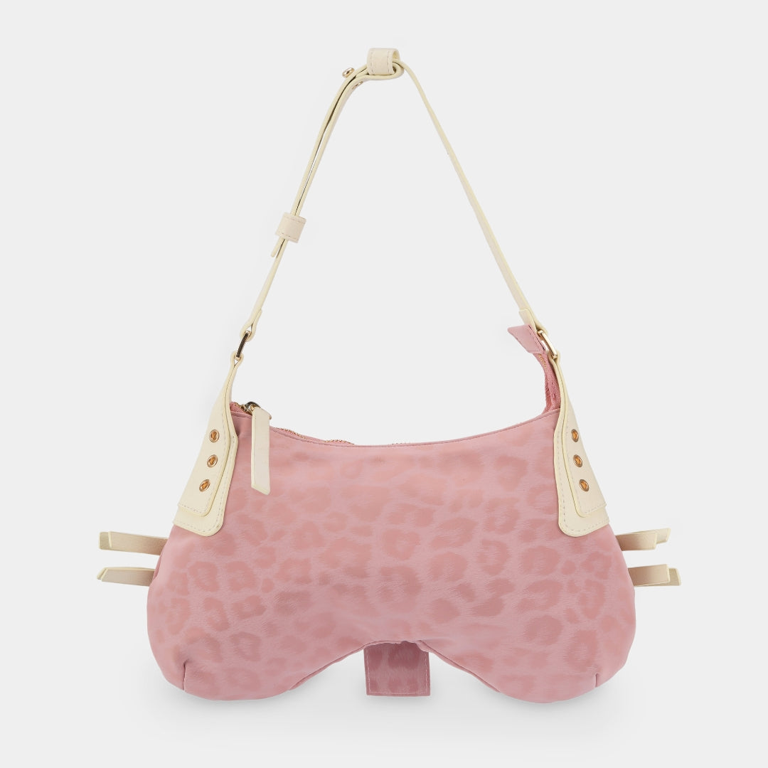 Túi xách BUTTERFLY màu Da Beo Hồng x Trắng Vân hạt