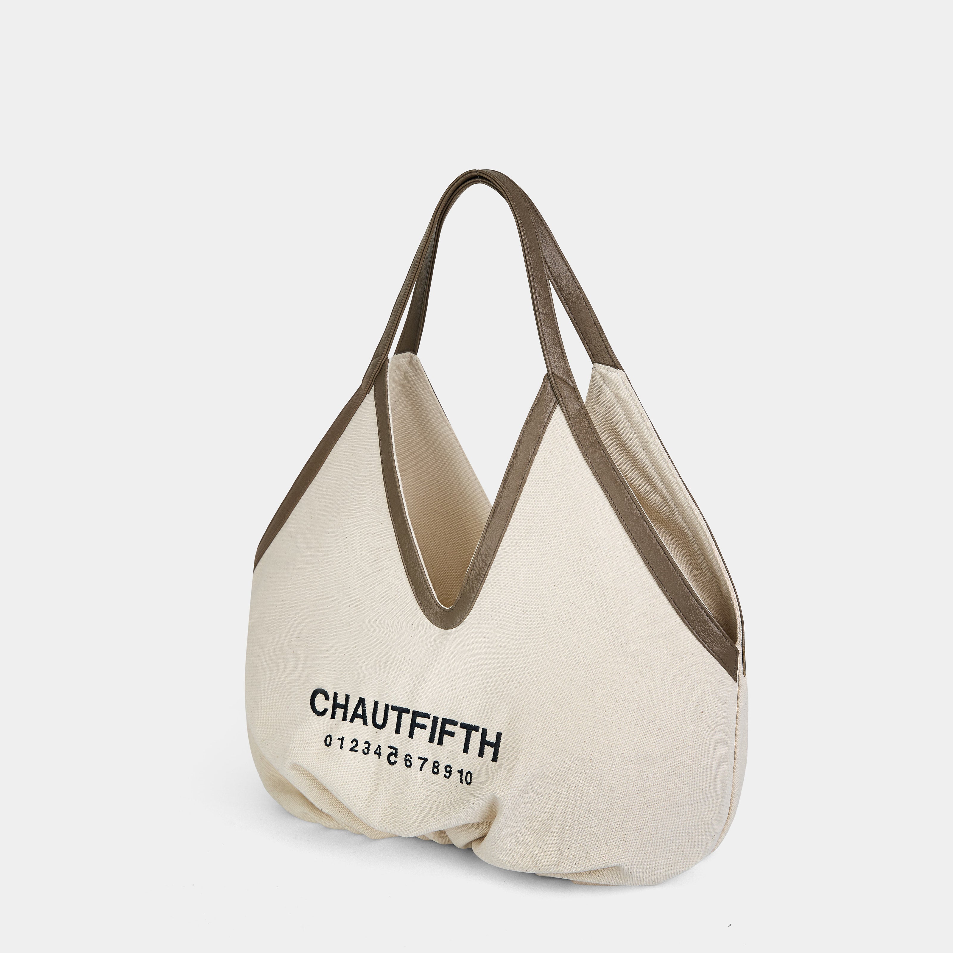 Bag OVERSIZE FLOWER Canvas x Dark Beige 
