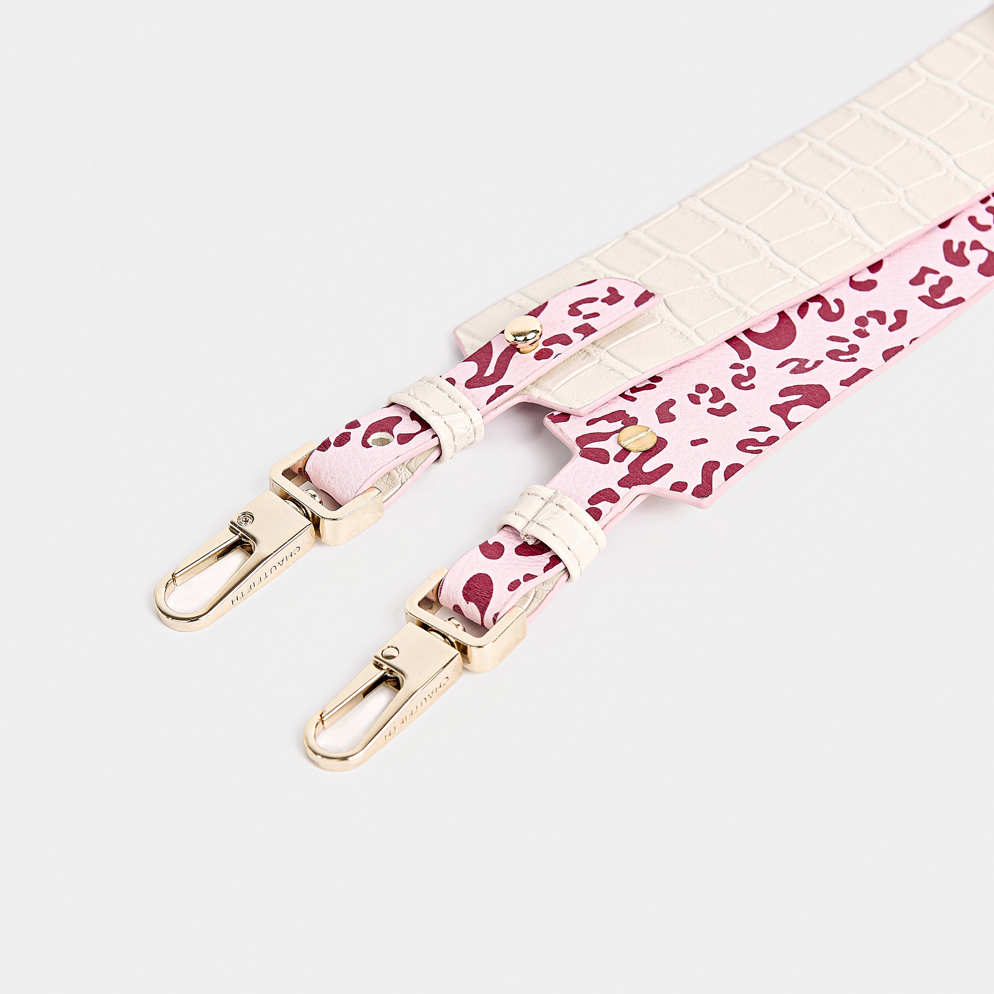 Strap 4CM WIDE BAG Fifth Leopard Pink x Crocodile White Cream