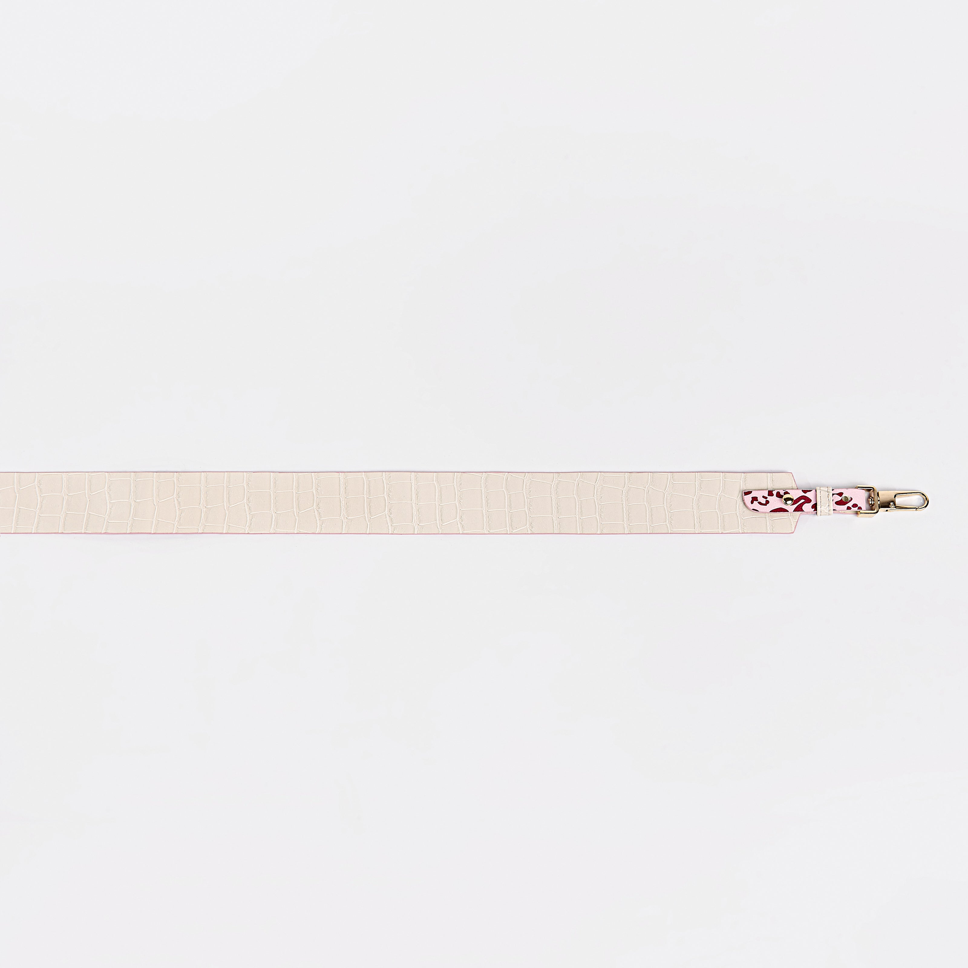 Strap 4CM WIDE BAG Fifth Leopard Pink x Crocodile White Cream