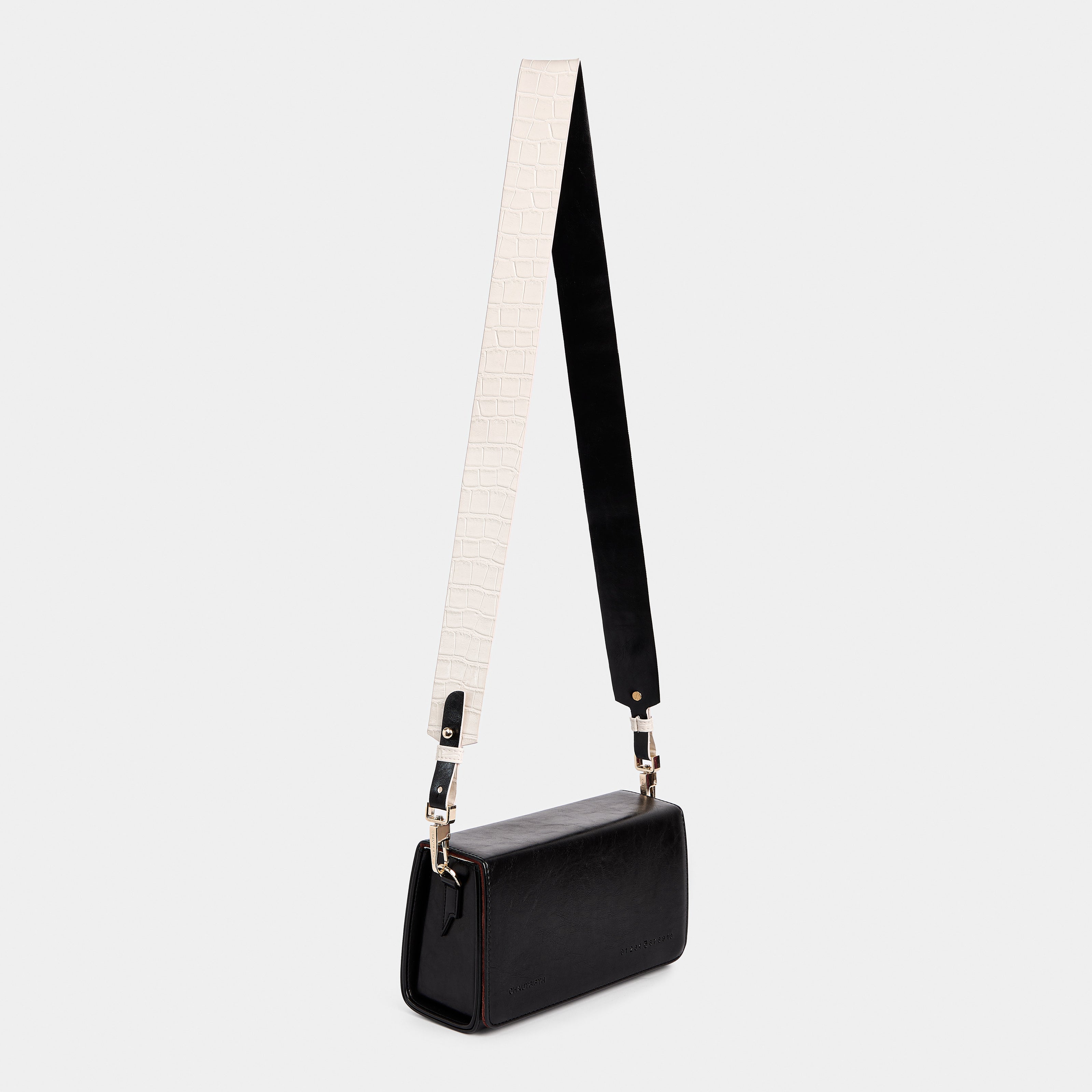 Strap 4CM WIDE BAG Crocodile White Cream x Black