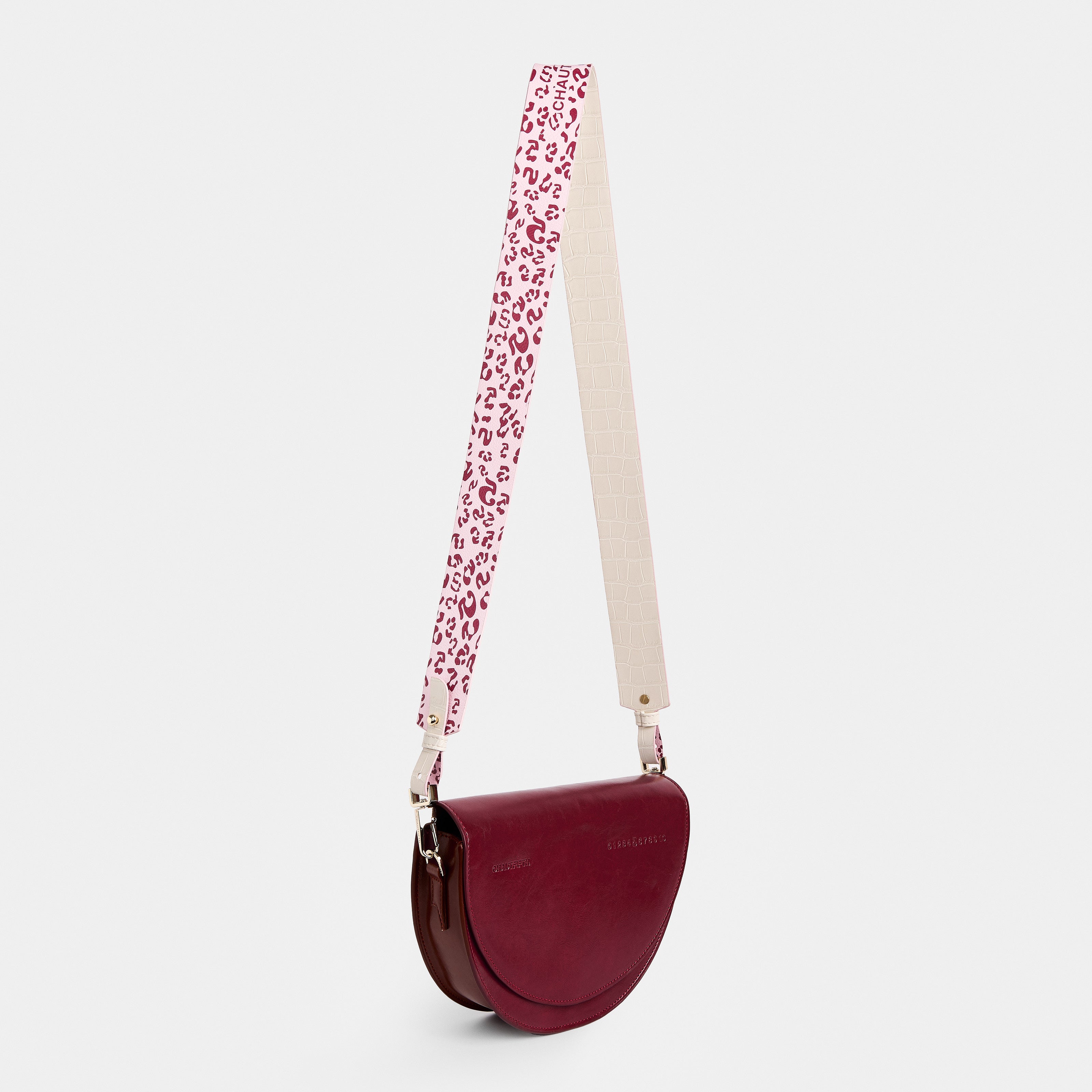 Strap 4CM WIDE BAG Fifth Leopard Pink x Crocodile White Cream