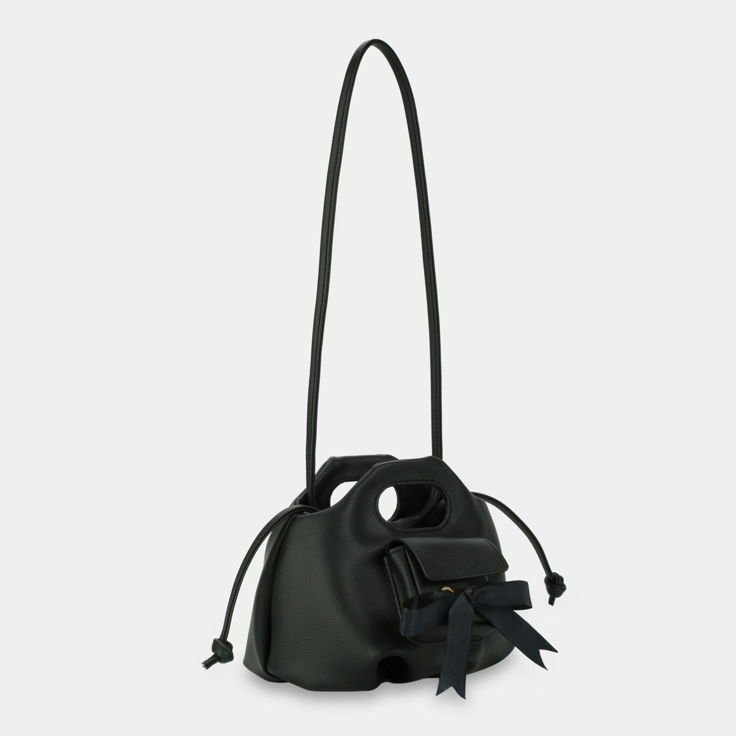 Flower Mini Pocket & Bow handbag in black