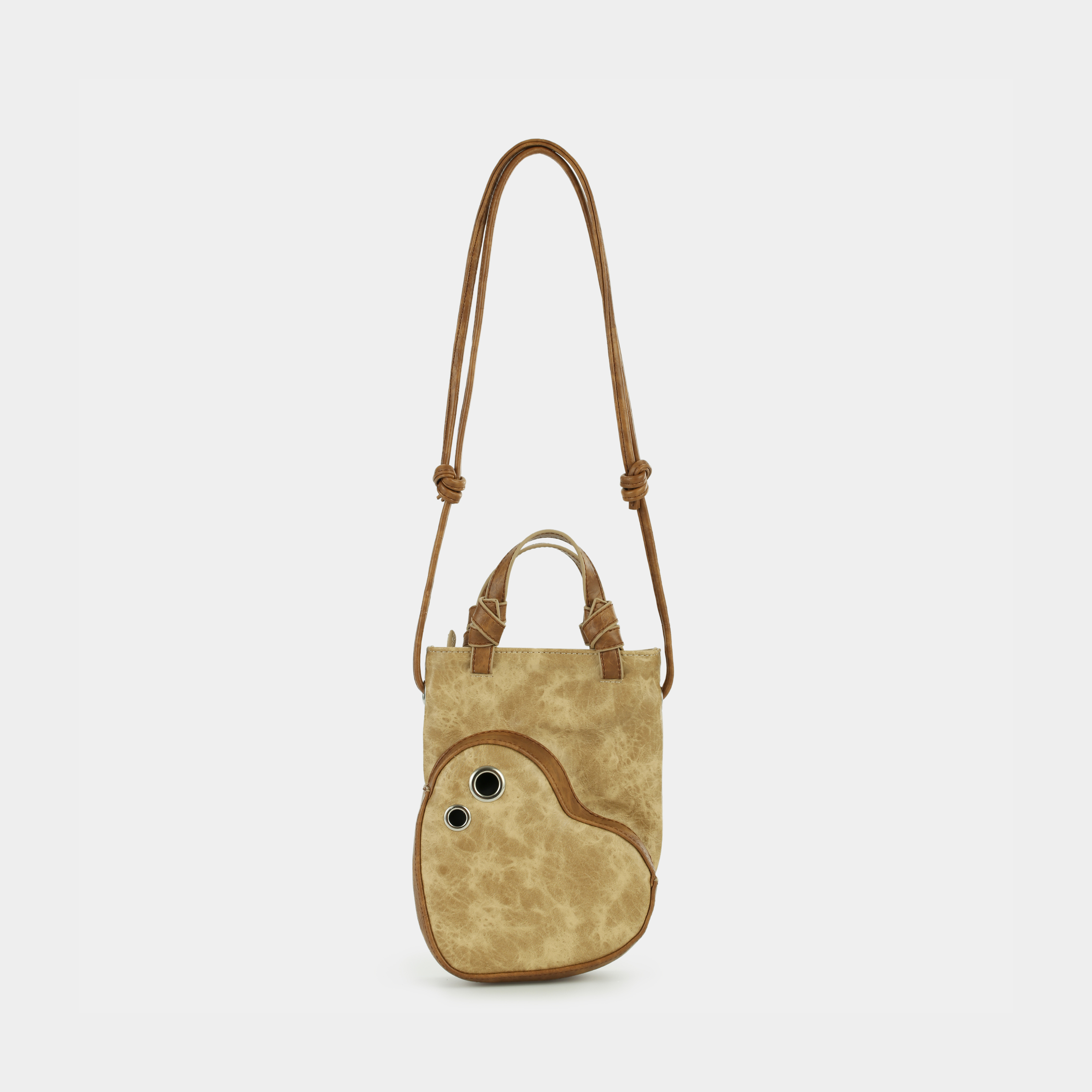 Growing Heart handbag in beige x brown color