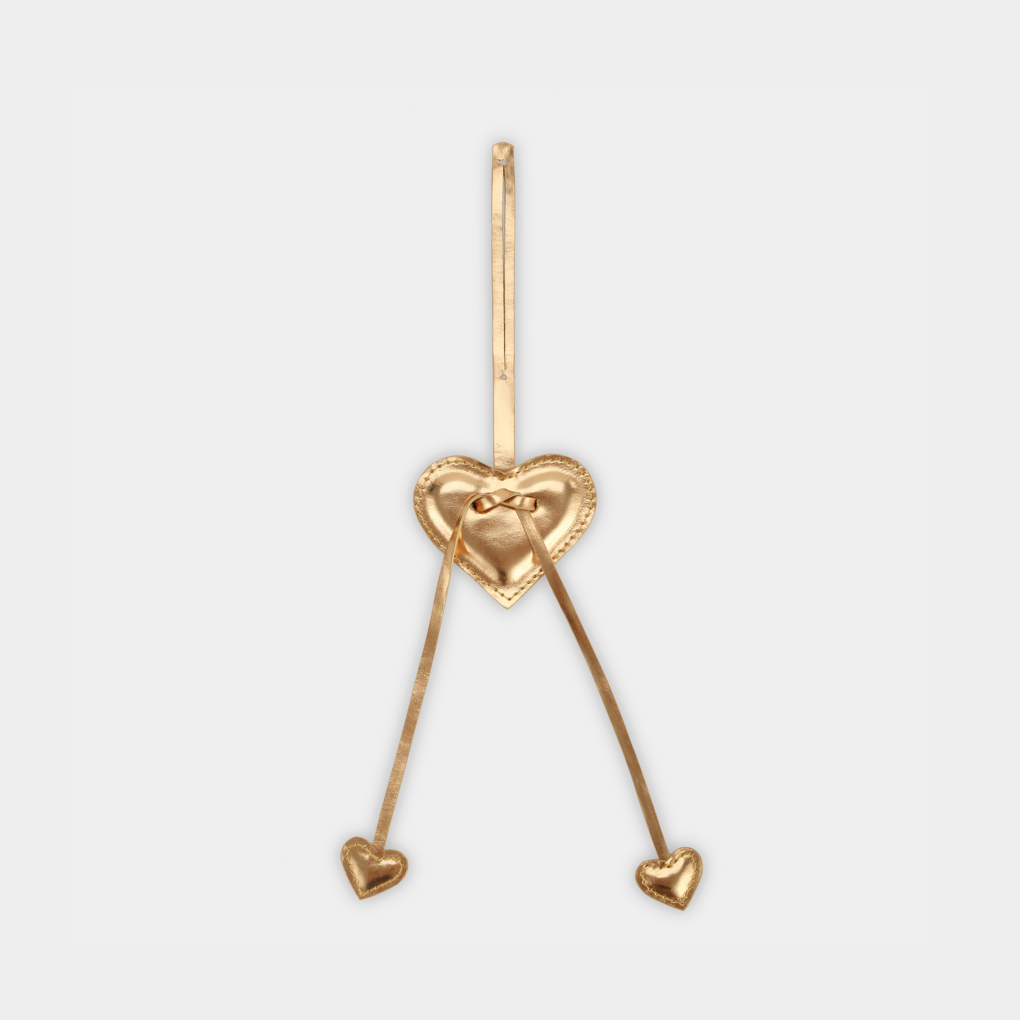 Accessories 3-Heart Metallic Gold Charm