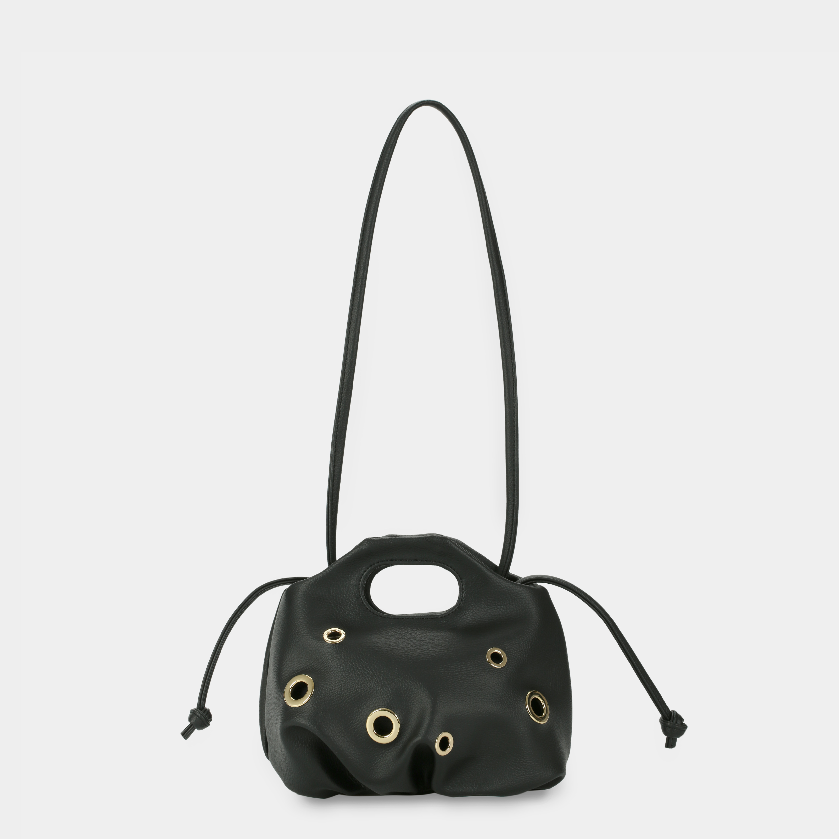 Flower Mini Eyelet & Bow handbag in black