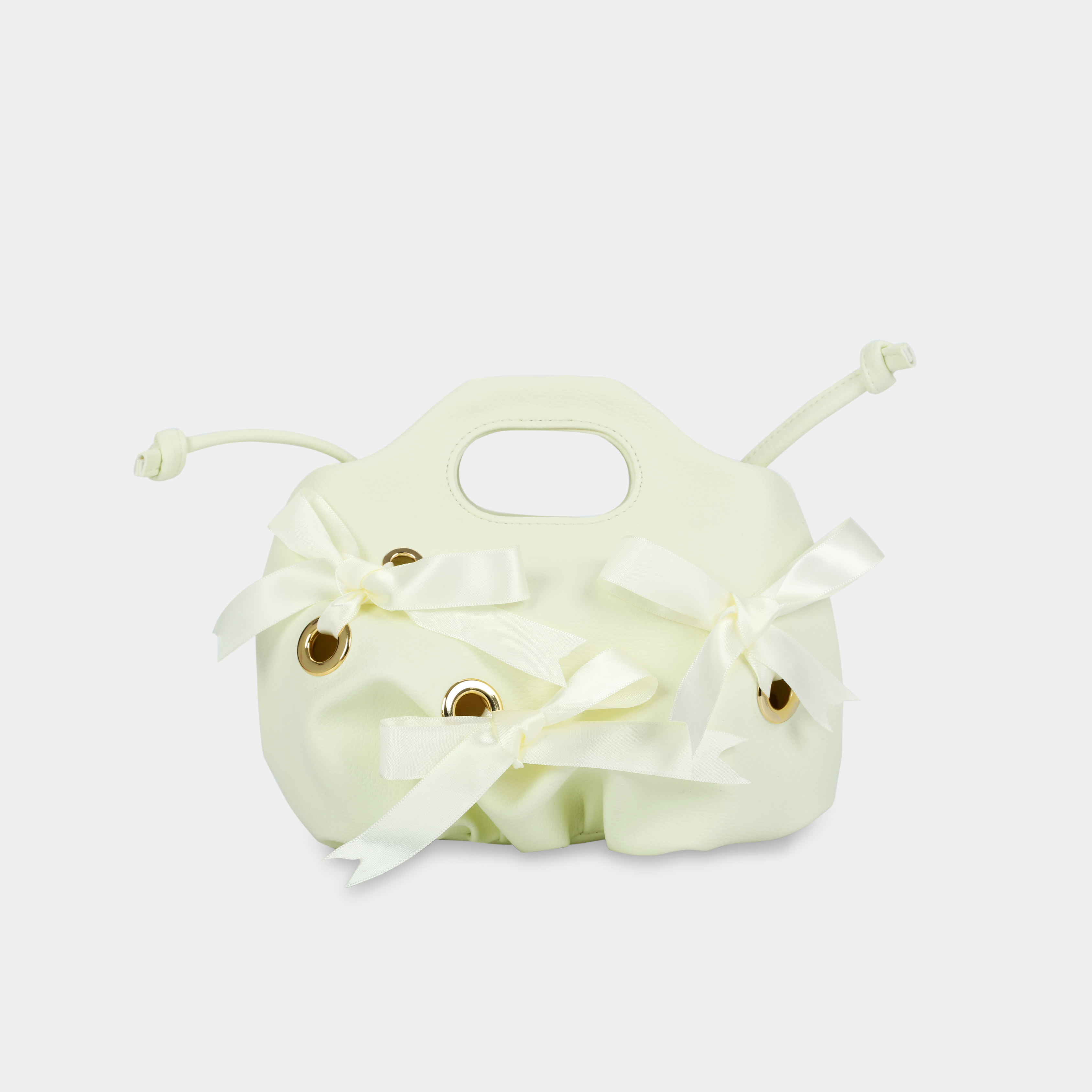 Flower Mini Eyelet & Bow handbag in white