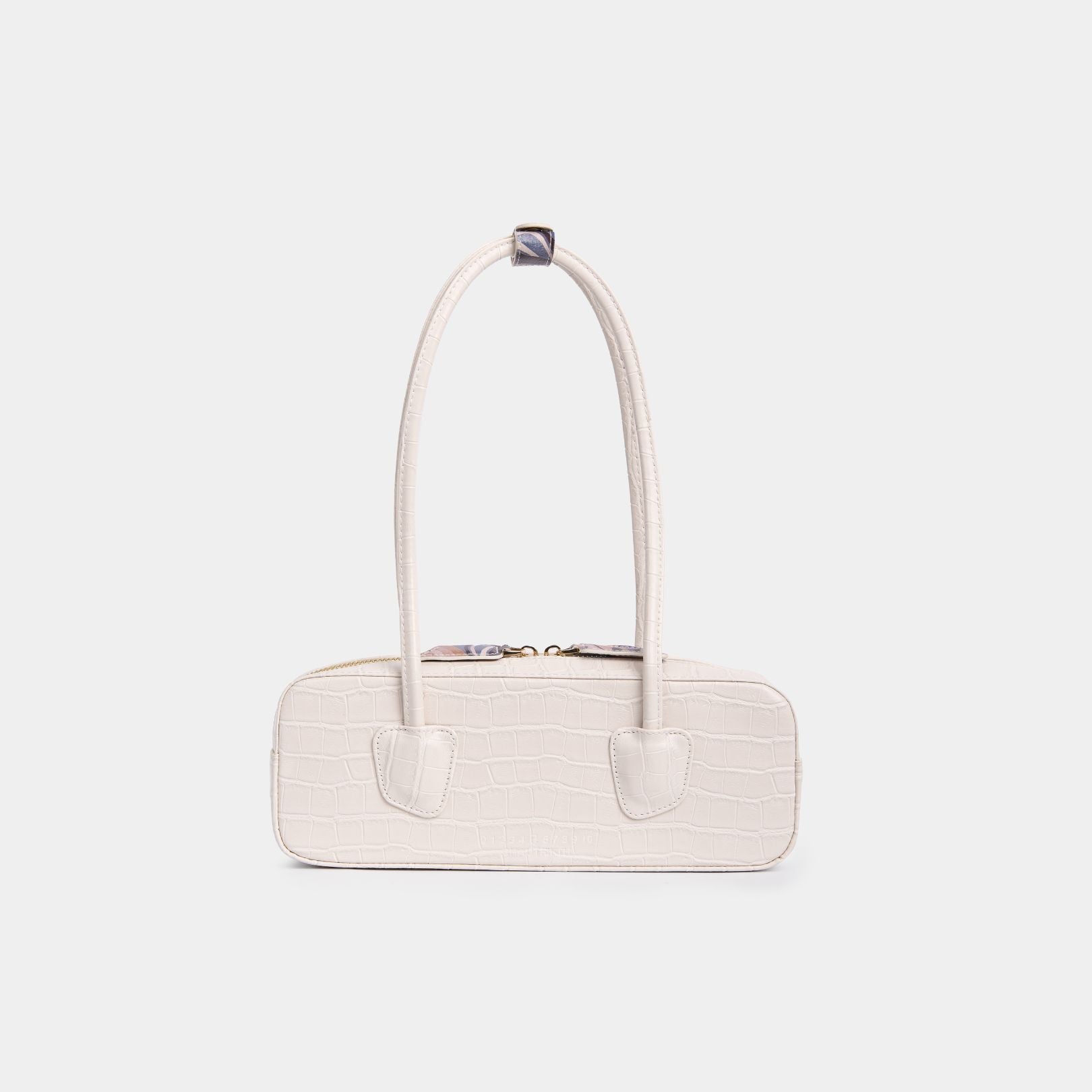 Túi xách BÁNH MÌ màu Trắng kem vân cá sấu họa tiết