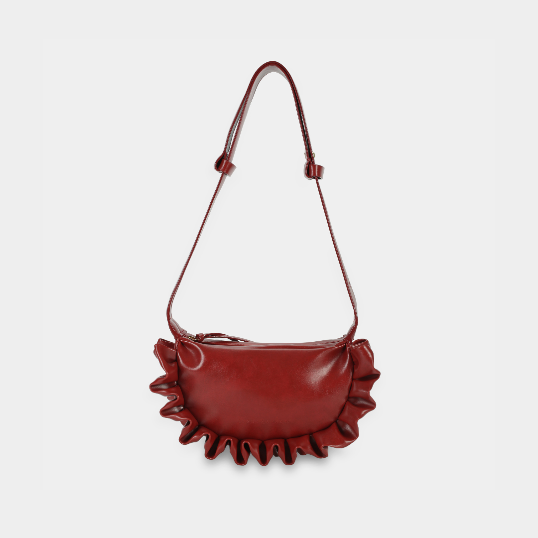 LACE RUFFLES bag small size (S) red cherry