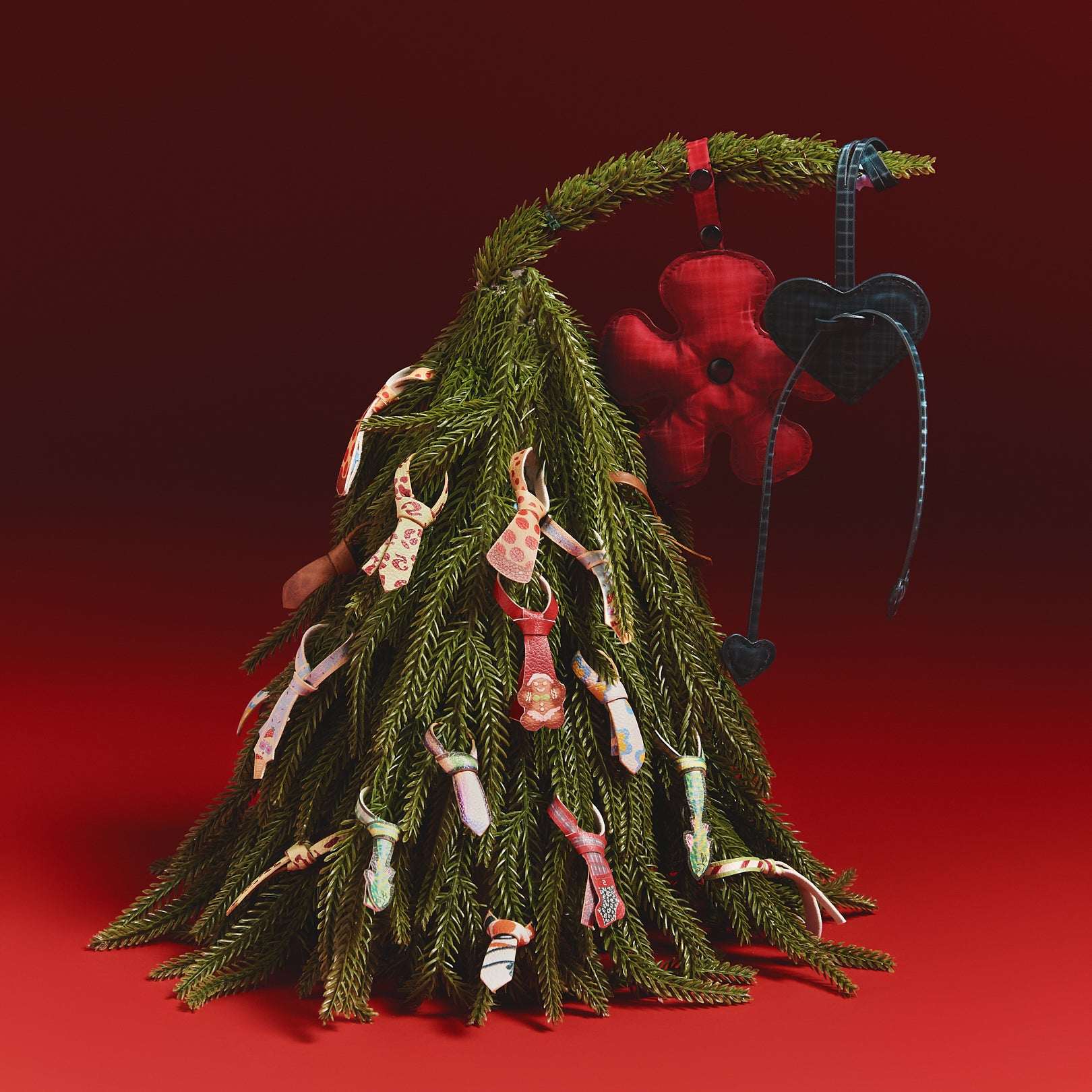 Phụ kiện Hoa cánh quạt size nhỏ (S) màu Đỏ Caro