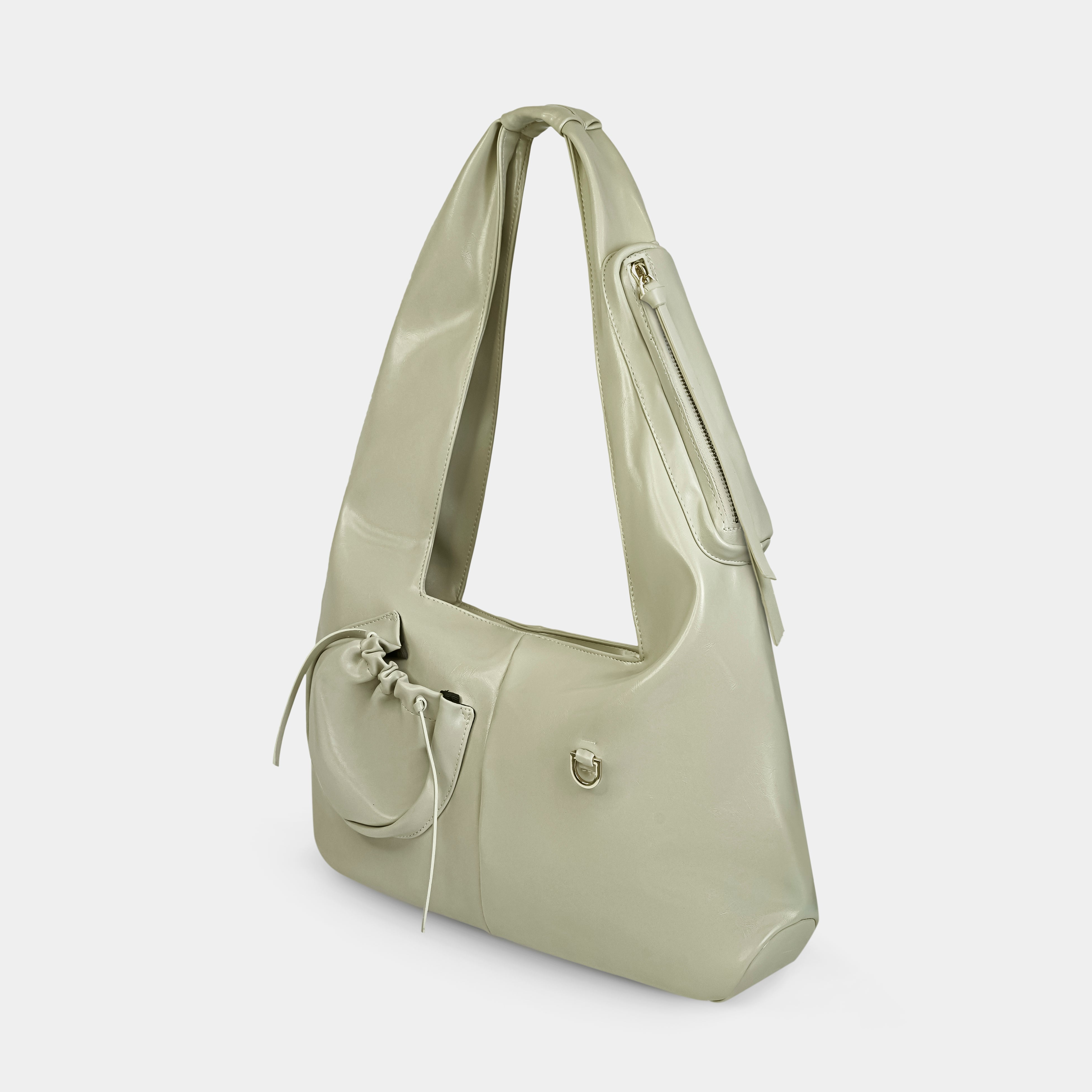 Bag C2-Pocket Hobo Laptop size (L) in White Cream