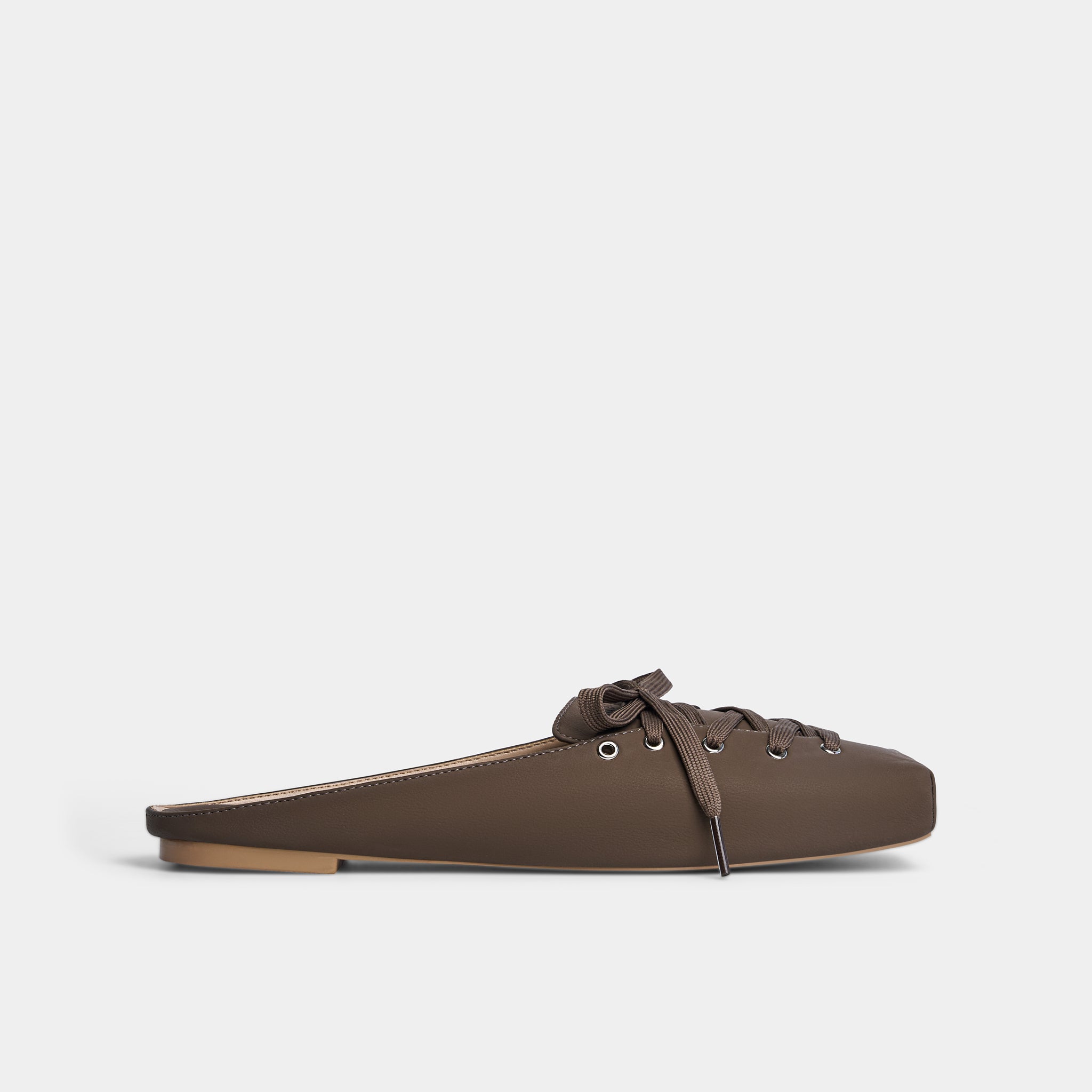 Giày middle ballet flat mules màu Nâu Chocolate