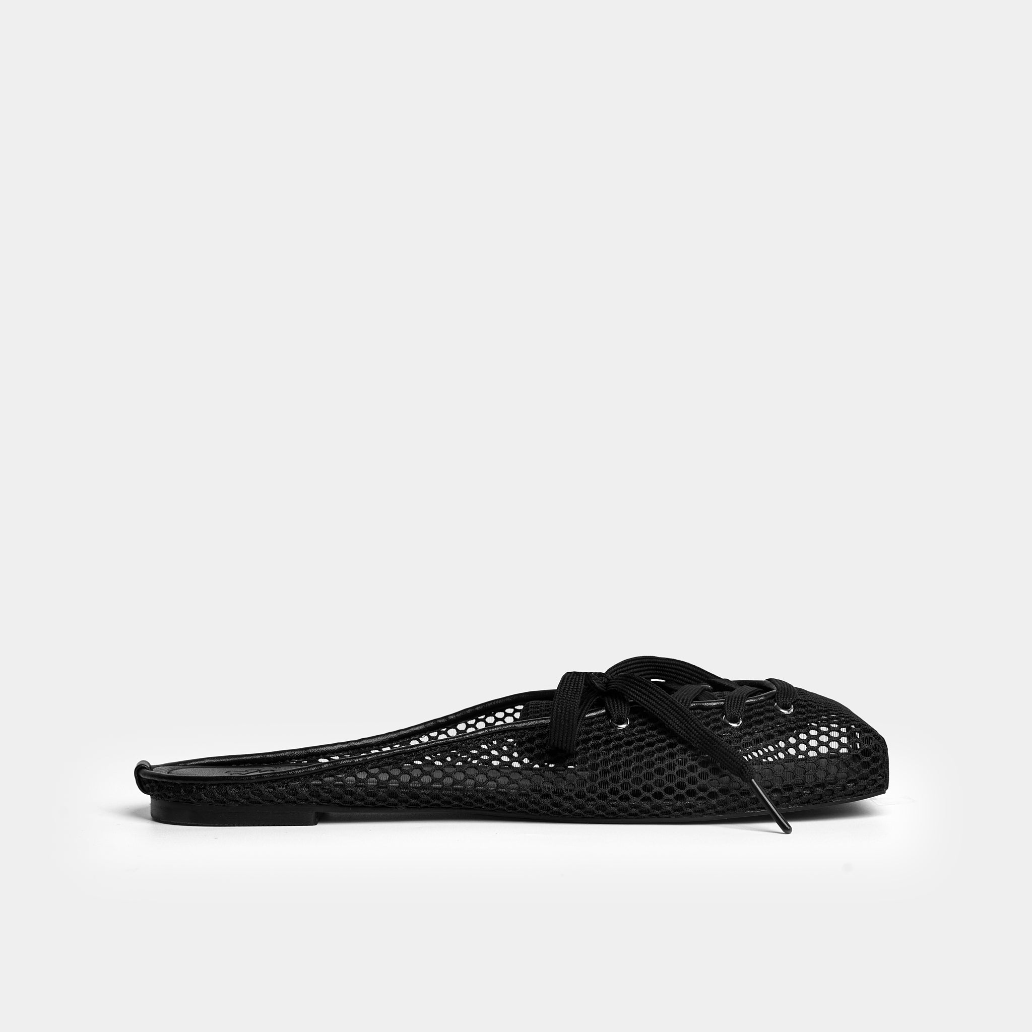 Giày middle mesh ballet flat mules màu Đen