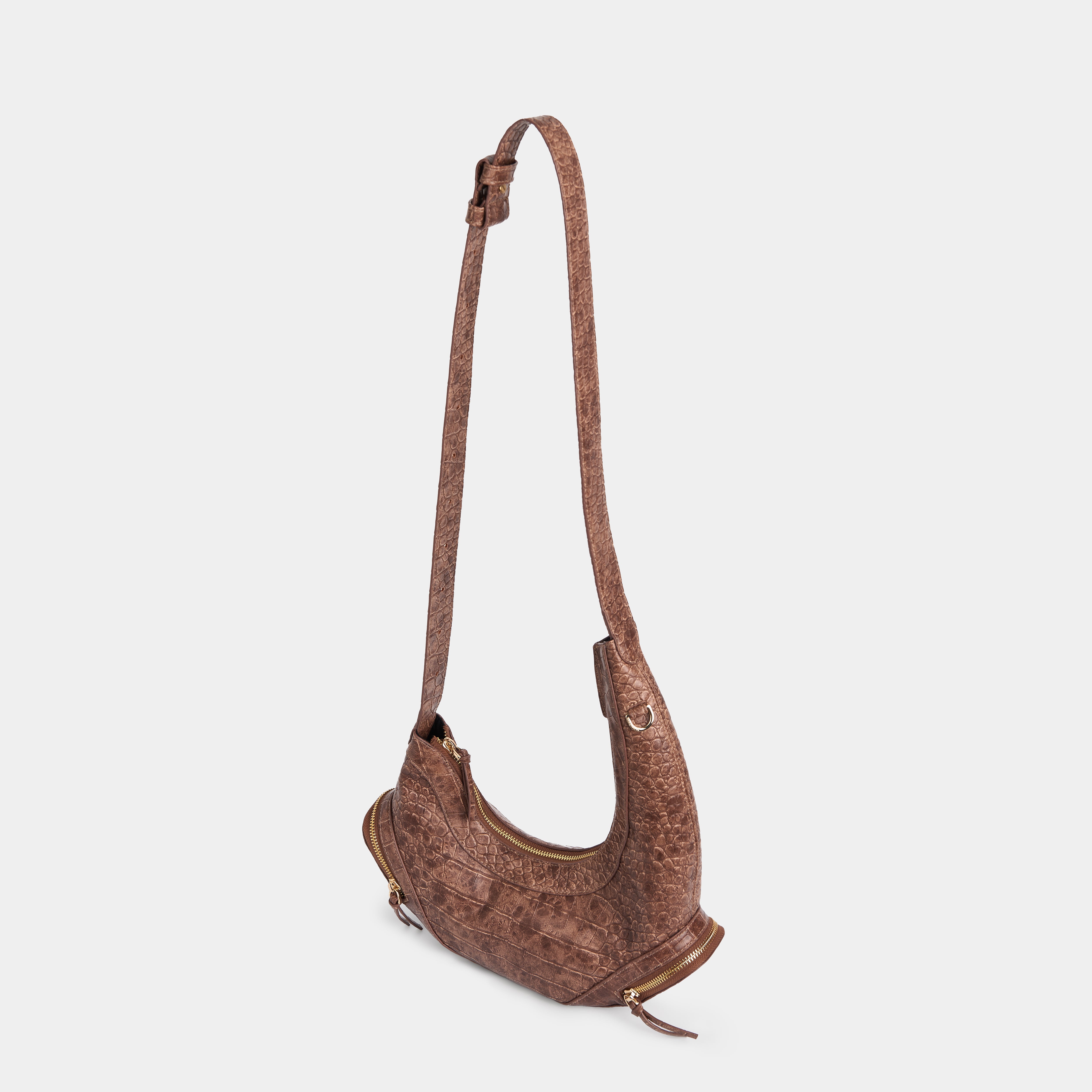 Bag CRESCENT MOON in Crocodile Beige Brown