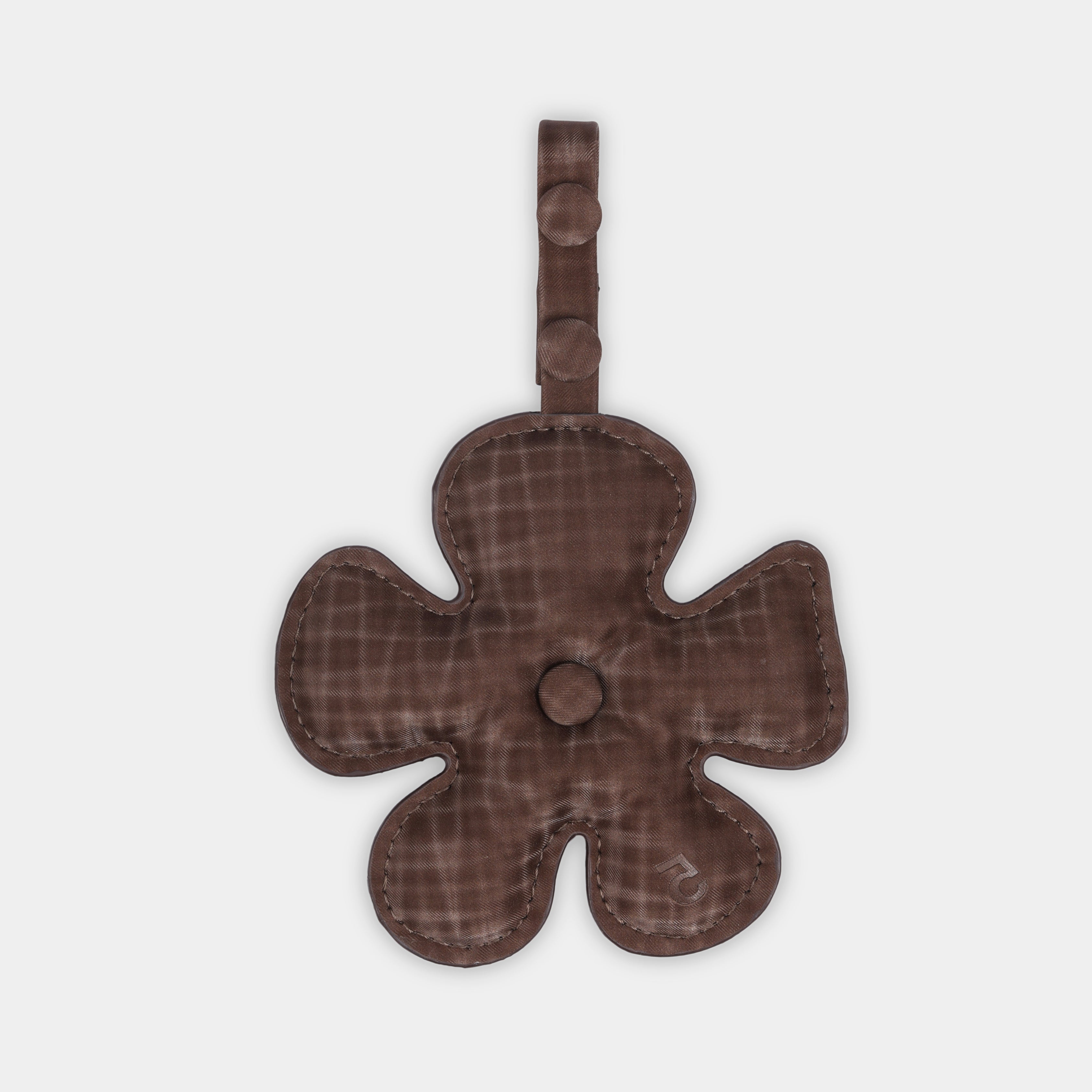 Accessory Charm Fan Flower Brown Checked (S)