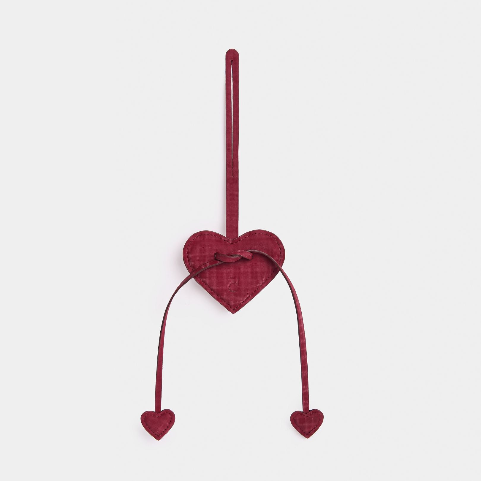 Accessory 3-Heart Charm in Dark Red Checked