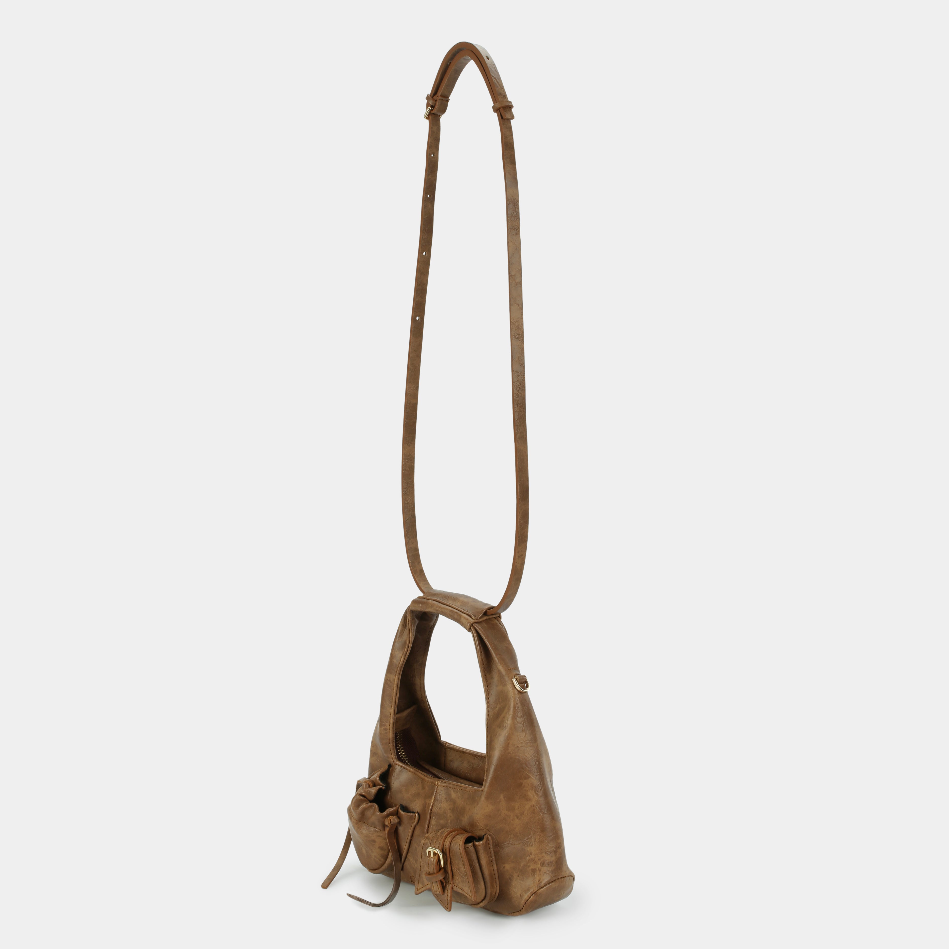 Mini C2-pocket hobo bag Cool Brown