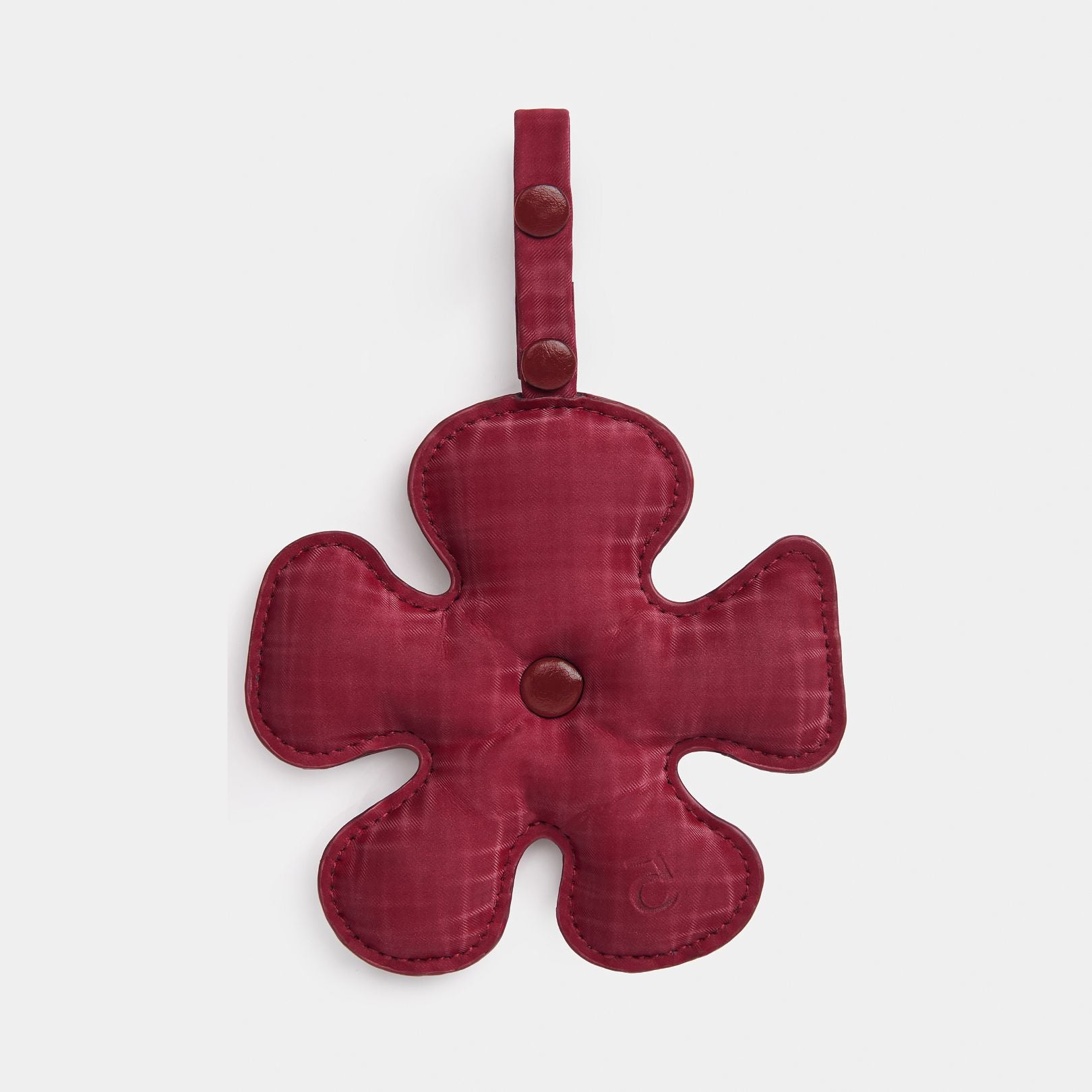 Accessory Fan Flower Charm in Dark Red Checked