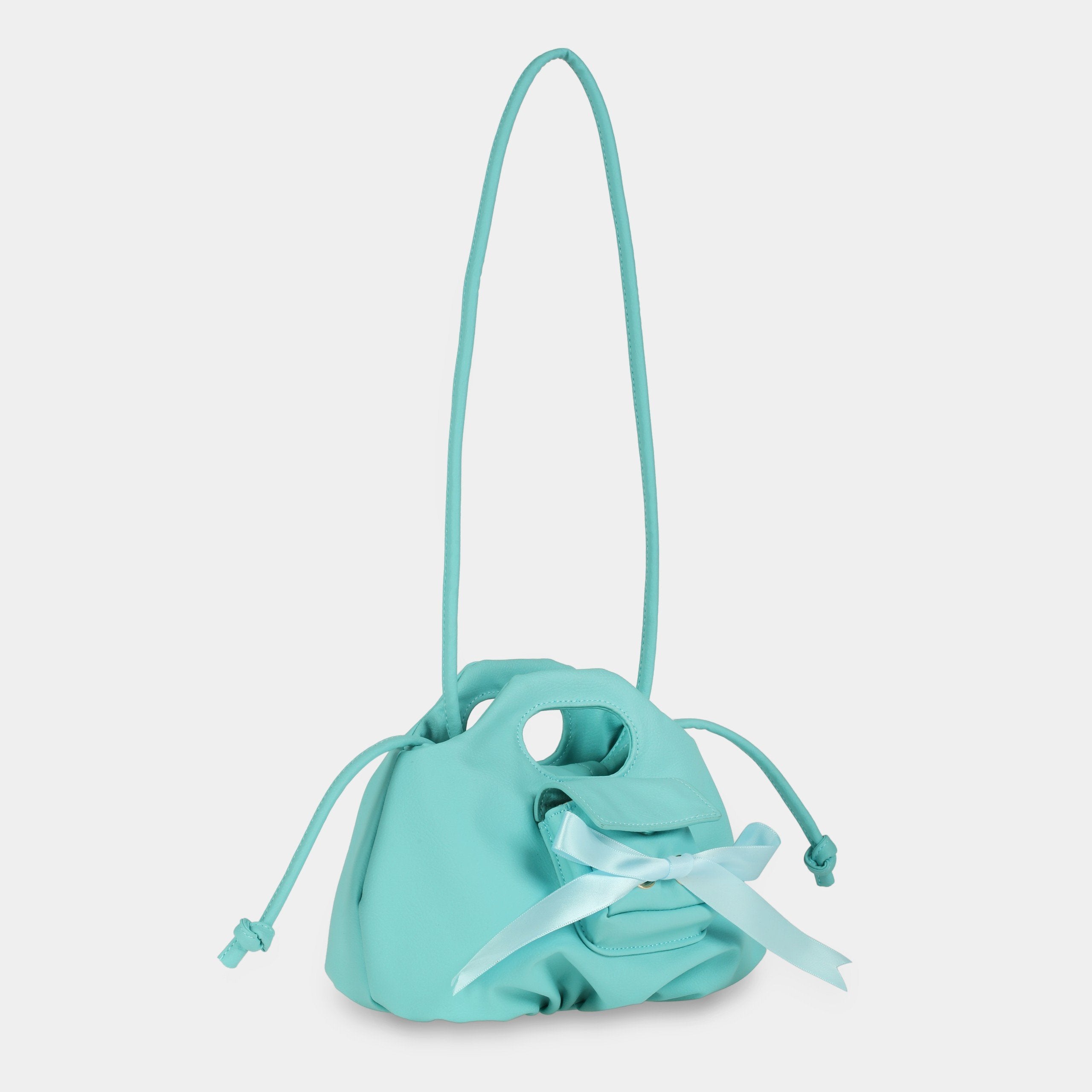Flower Mini Mini Pocket & Bow handbag in blue pastel