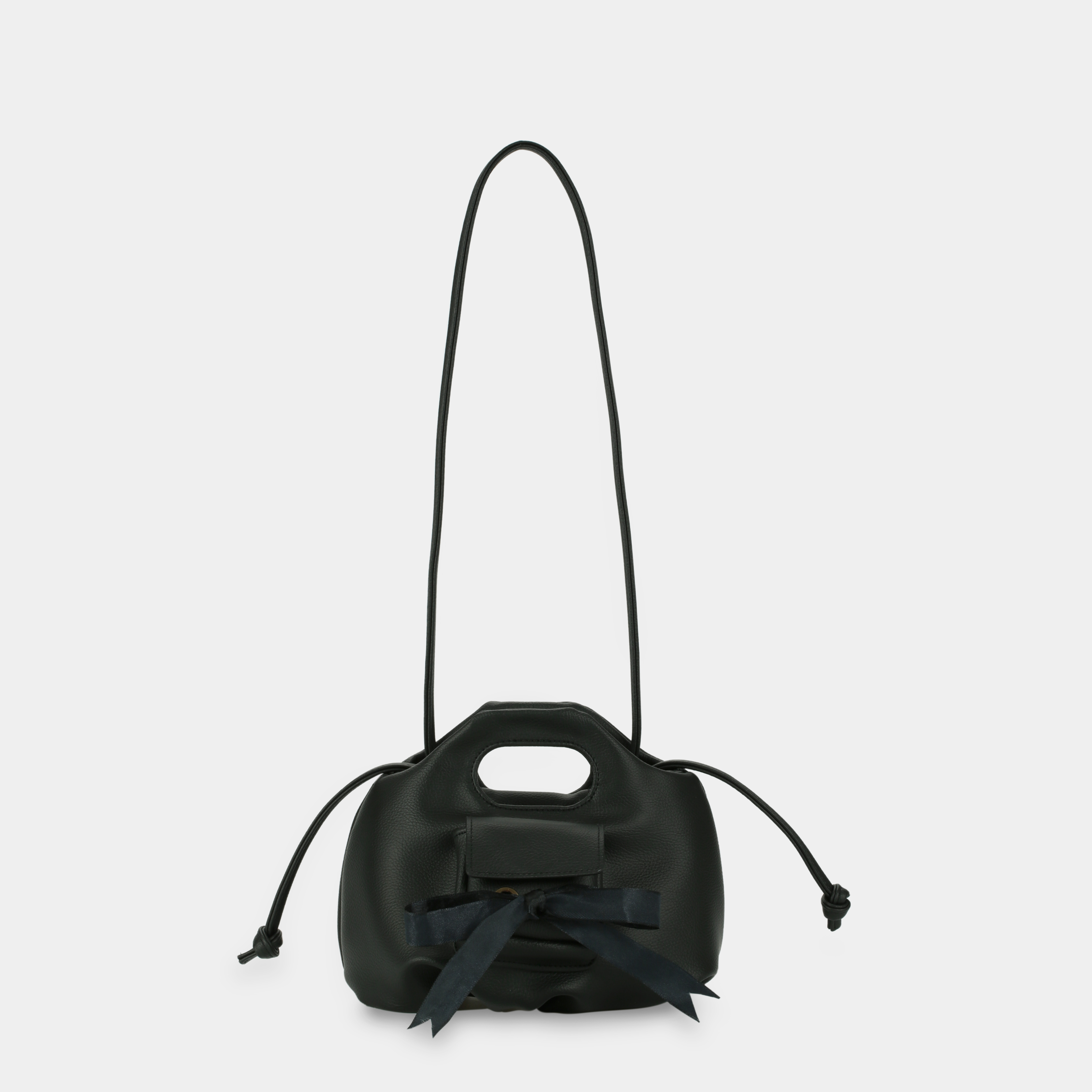 Flower Mini Pocket & Bow handbag in black