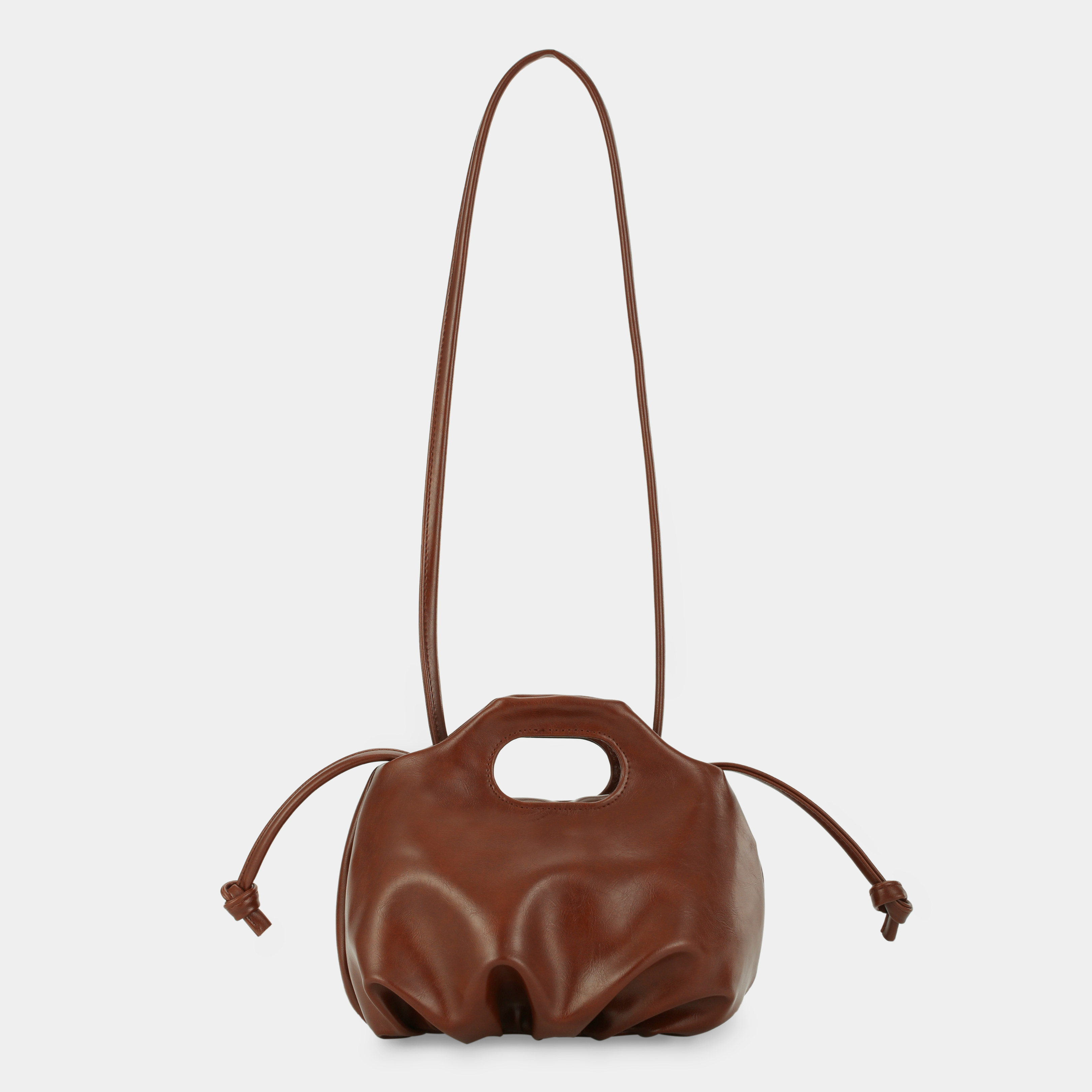 Flower Mini bag in glossy brown color