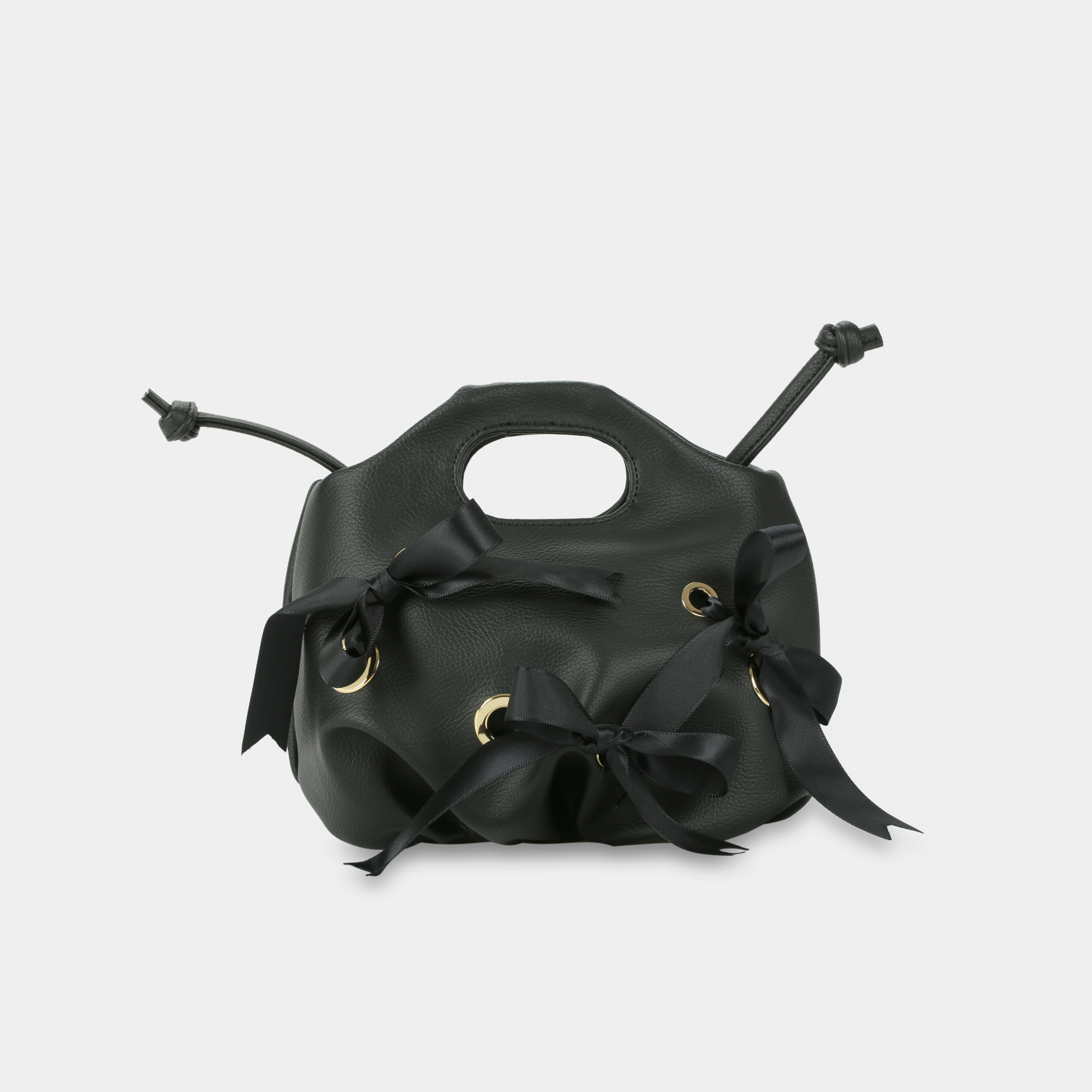 Flower Mini Eyelet & Bow handbag in black