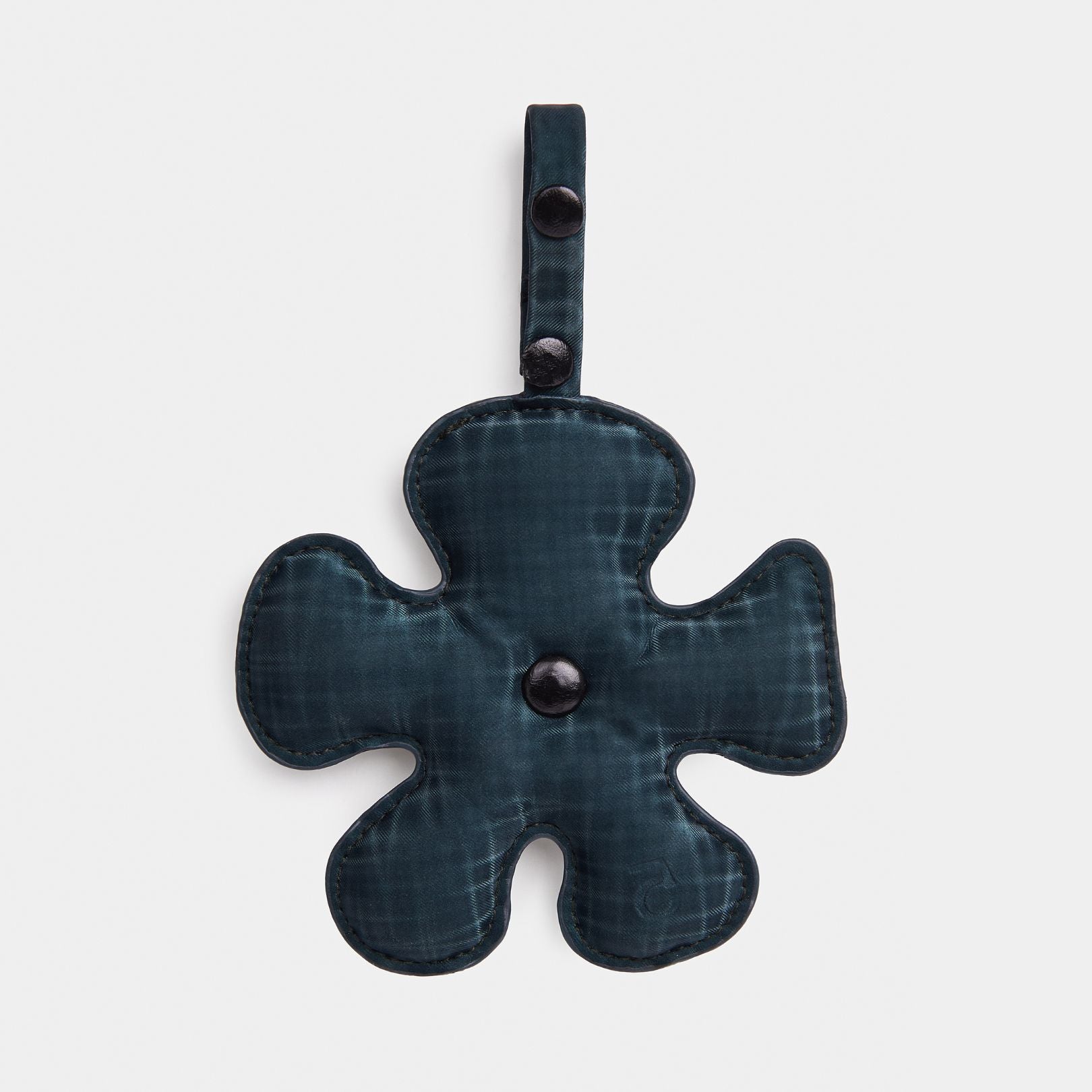 Accessory Fan Flower Charm in Dark Green Checked