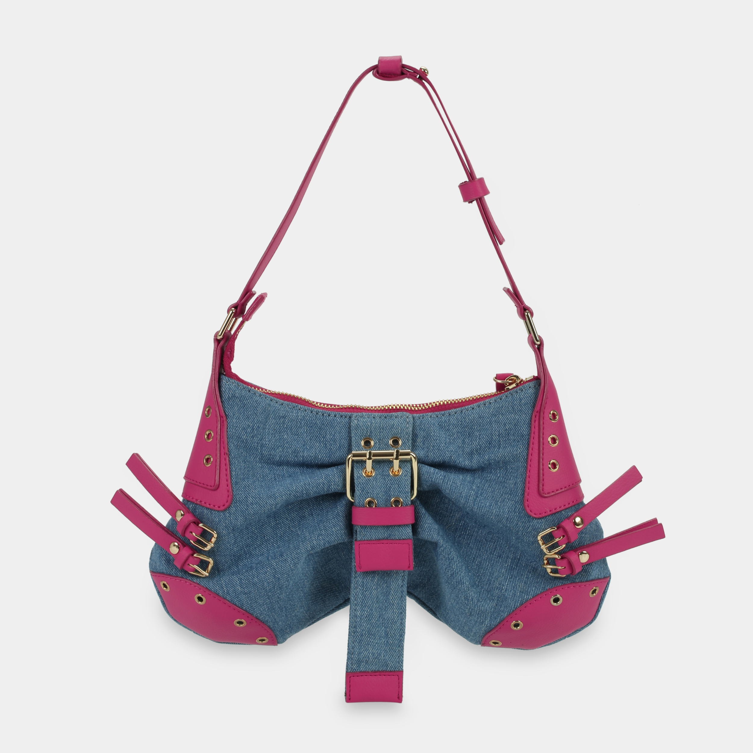 BUTTERFLY Handbag in Denim x Hot Pink