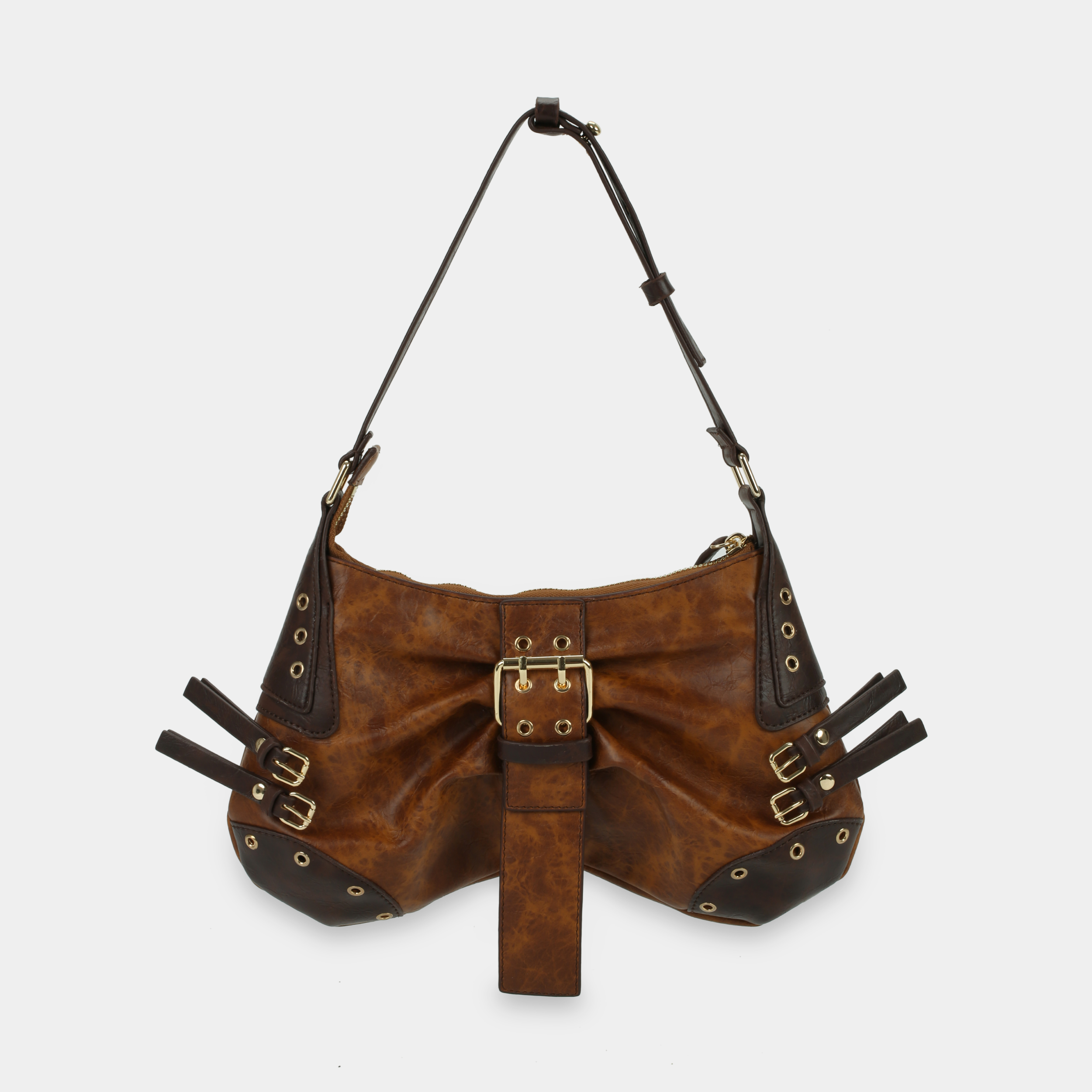 BUTTERFLY Handbag in Tender Brown x Dark Brown