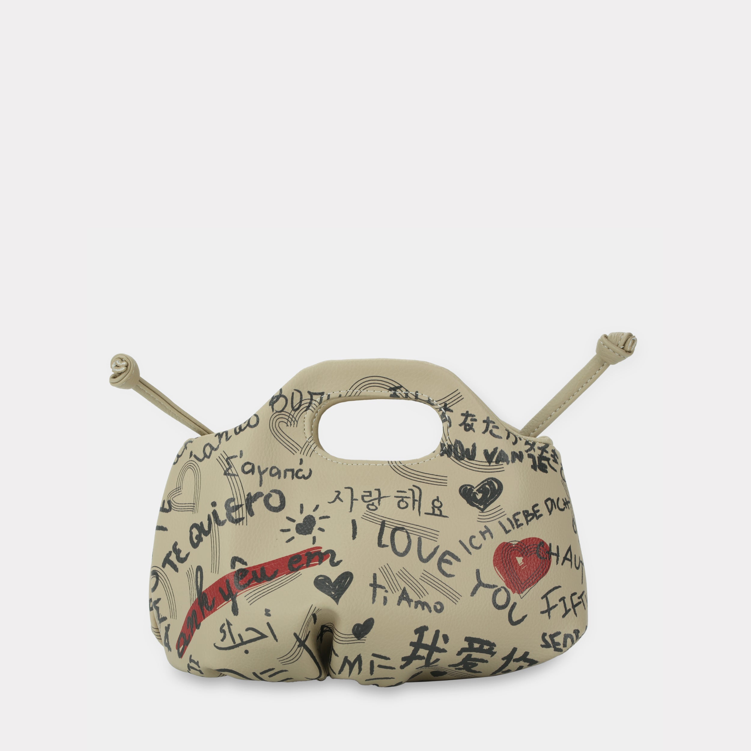 Flower Mini bag with I LOVE YOU pattern (beige)