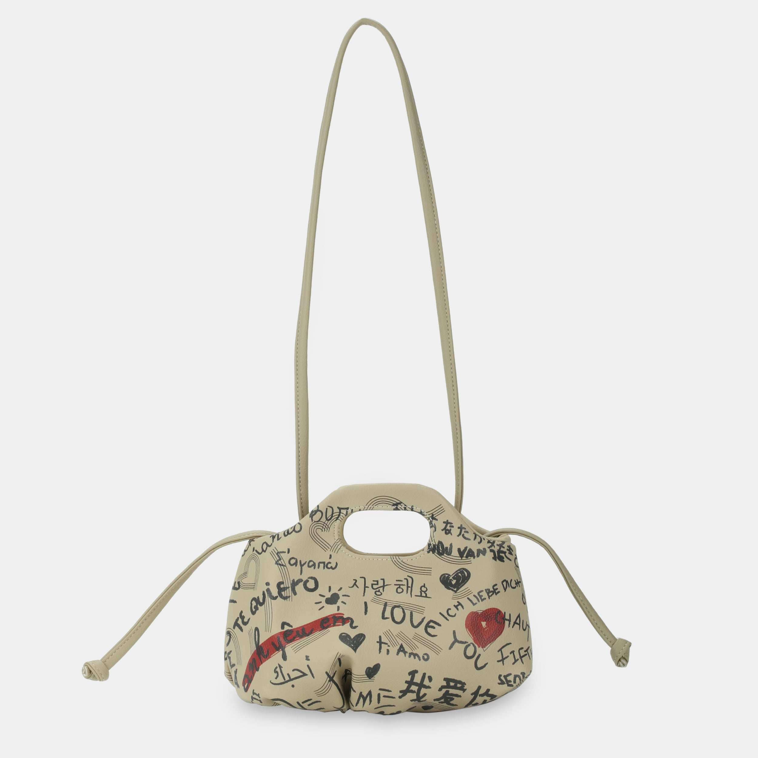 Flower Mini bag with I LOVE YOU pattern (beige)