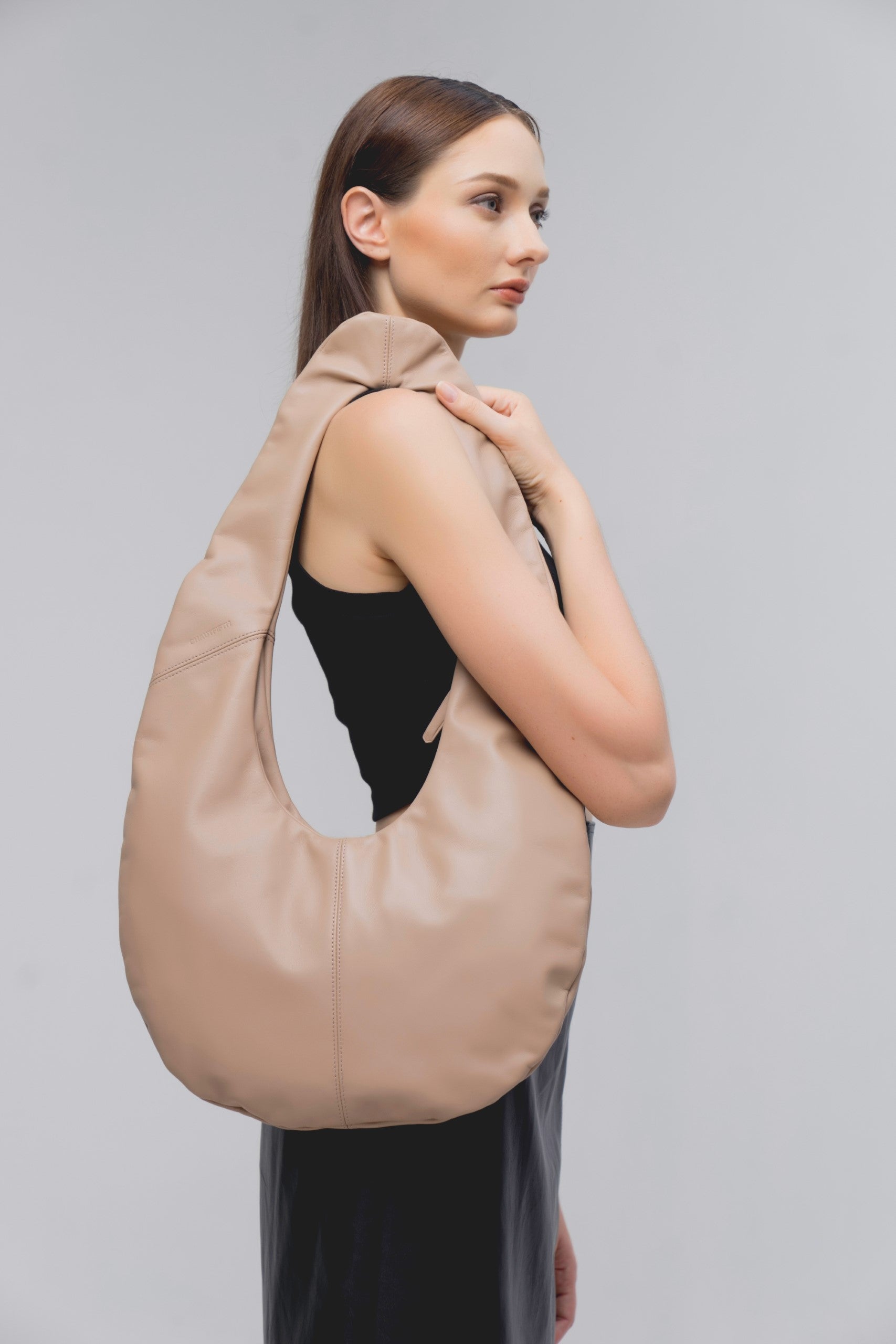 Cream RAINDROP handbag (real leather)