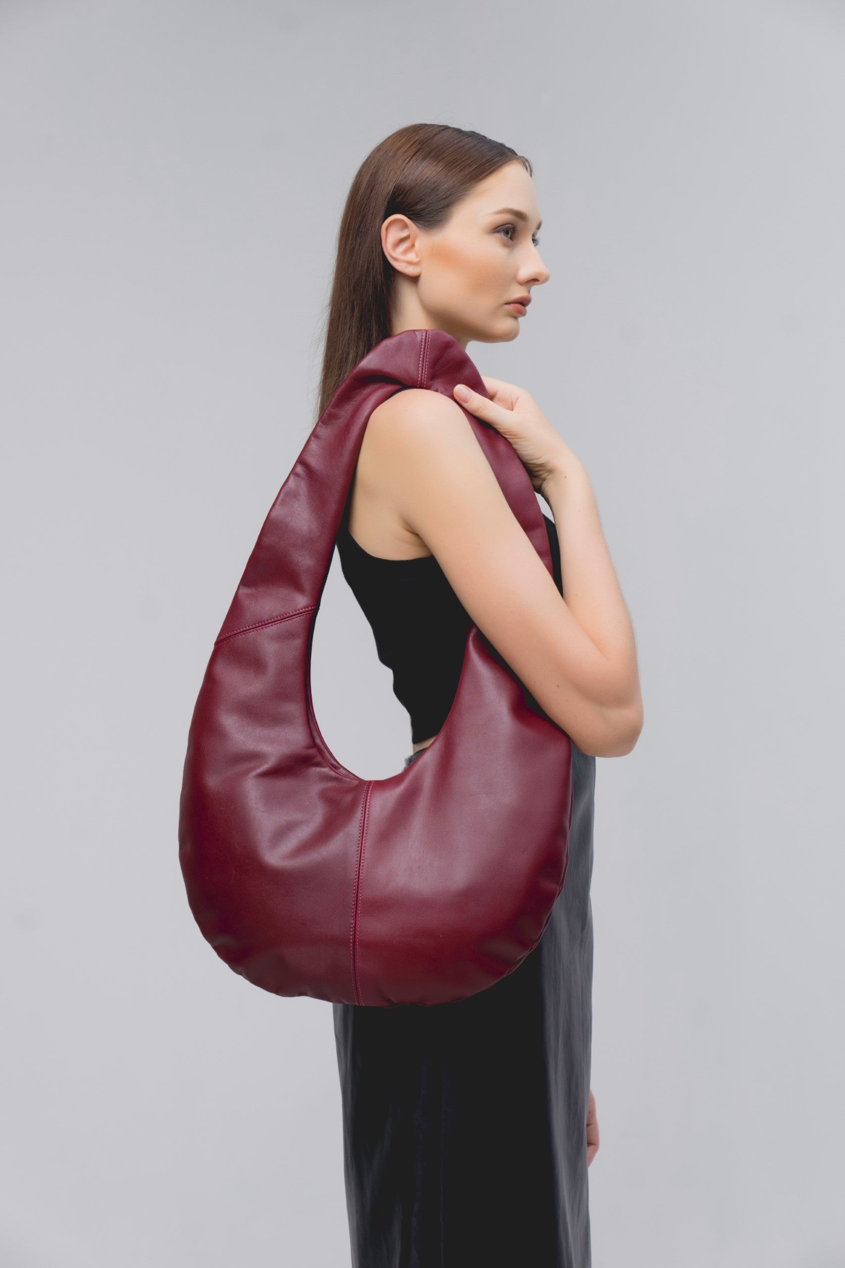 Red RAINDROP handbag (real leather)