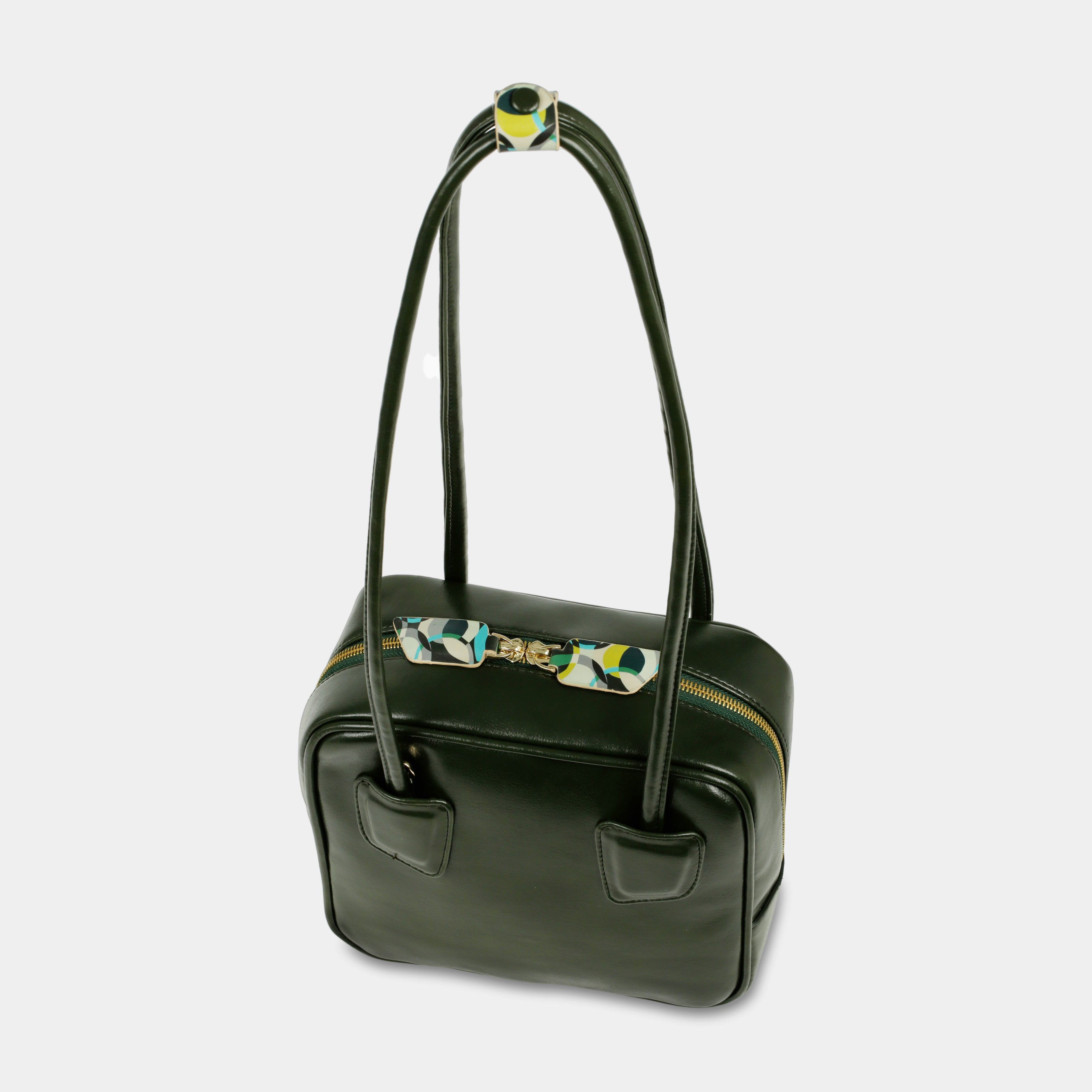 SANDWICH bag in green and black