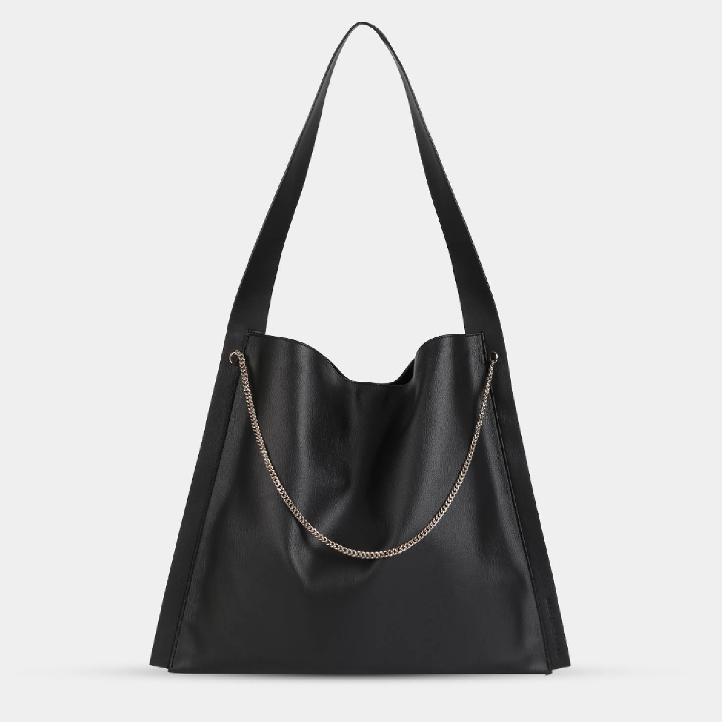 Black PAPER TOTE handbag with black strap