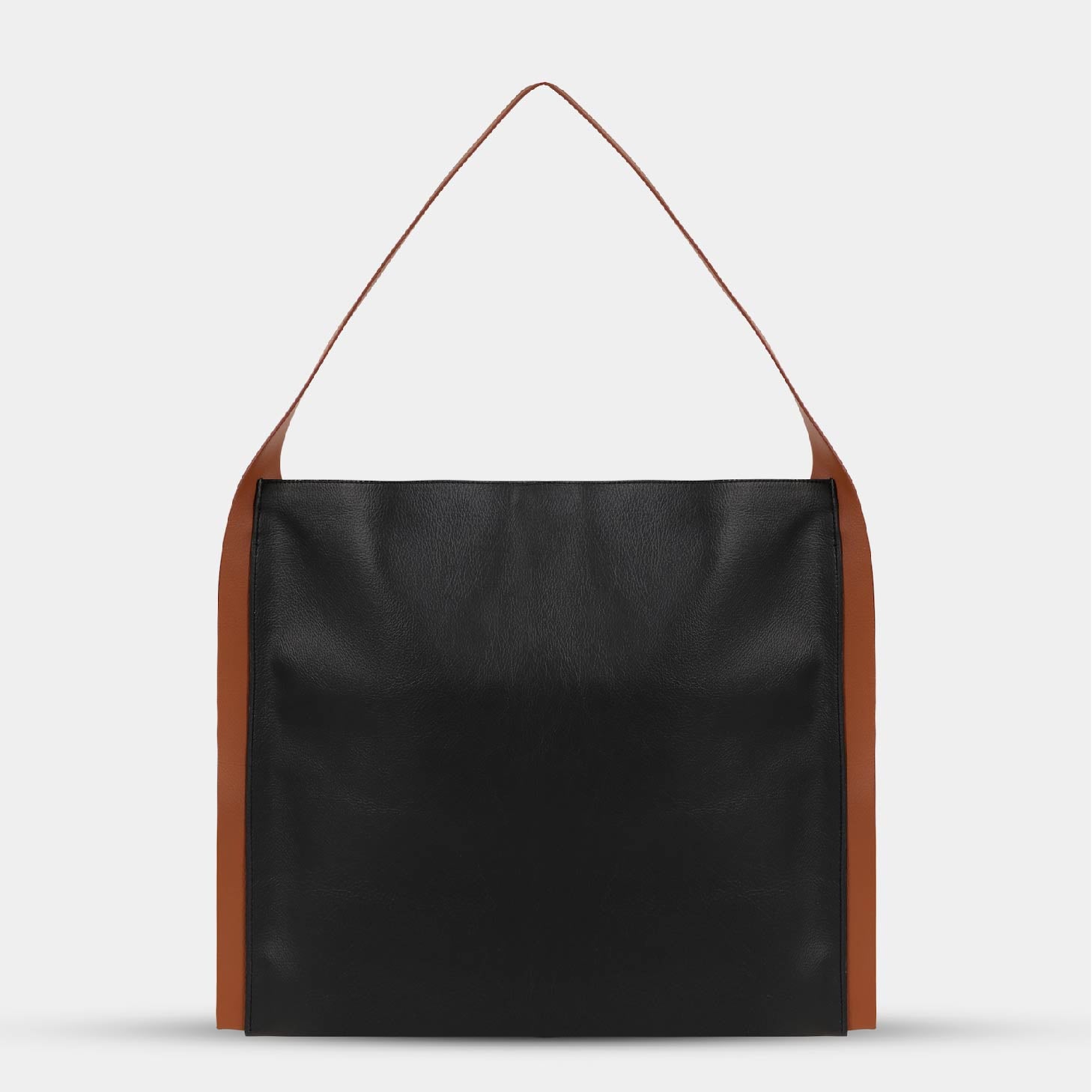 PAPER TOTE bag in black with orange strap
